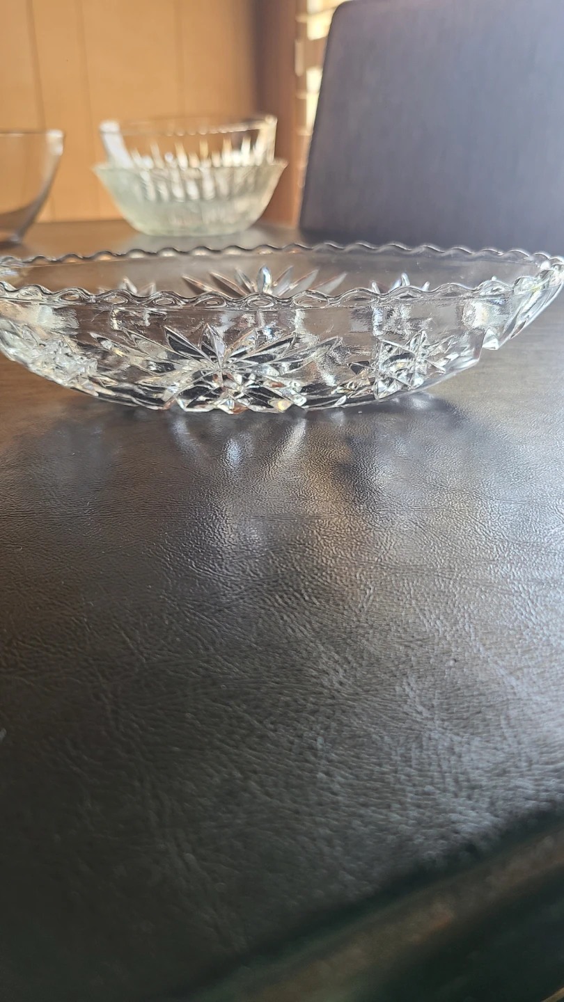 Vintage Cut Glass Oval Serving Bowl - photo 2