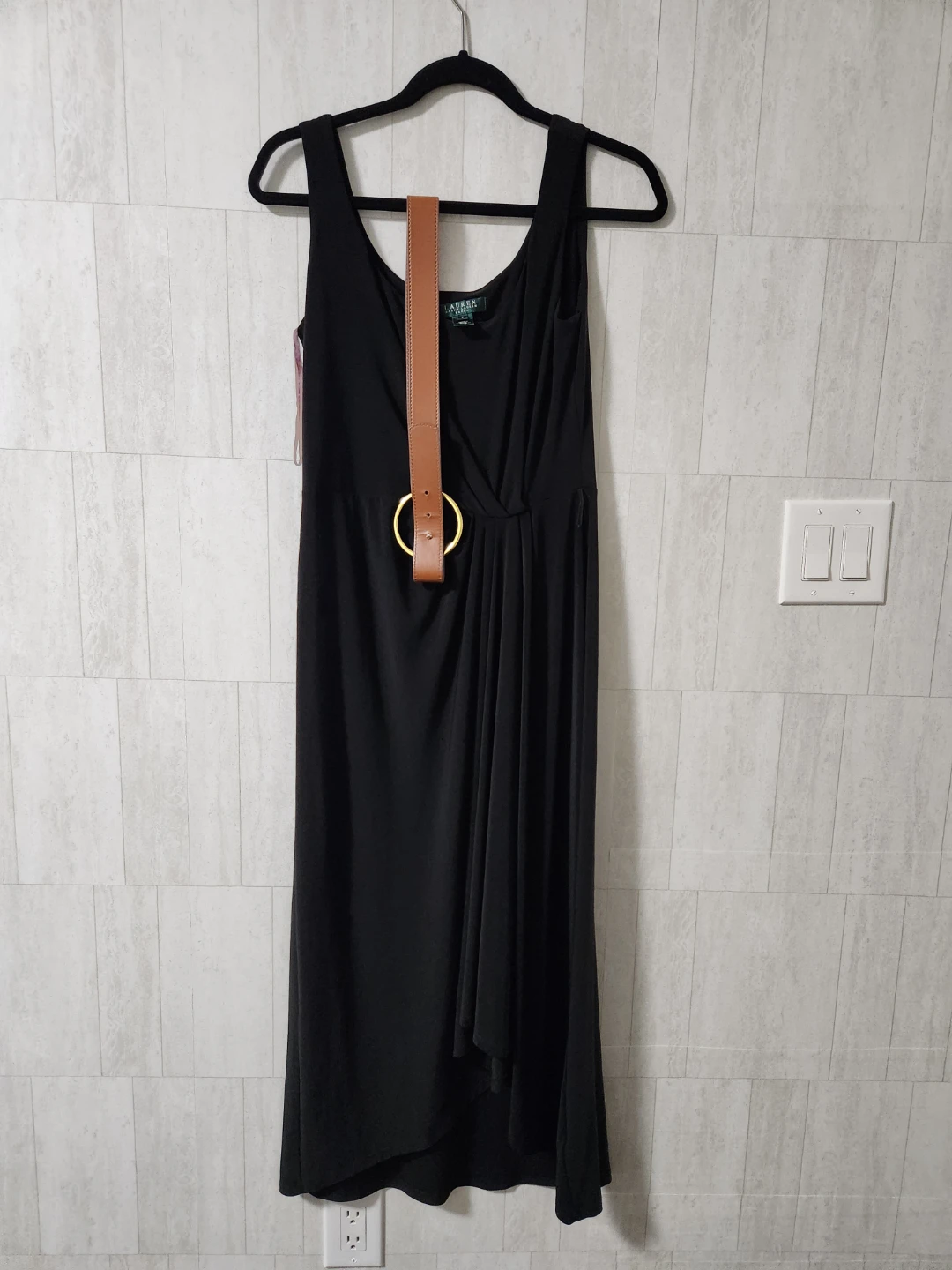 Lauren Ralph Lauren Black Ruched Jersey Dress