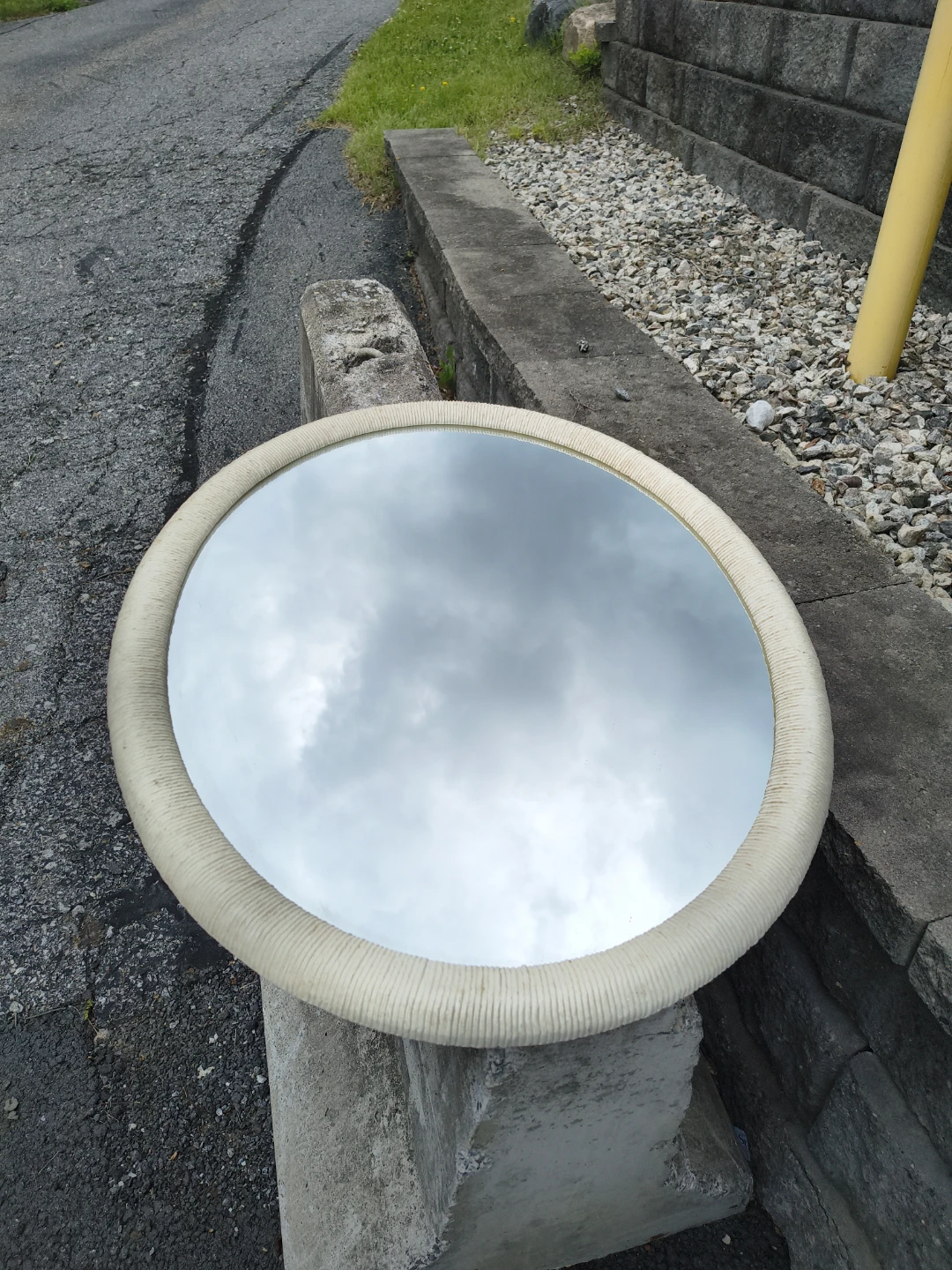 Oval white wicker mirror