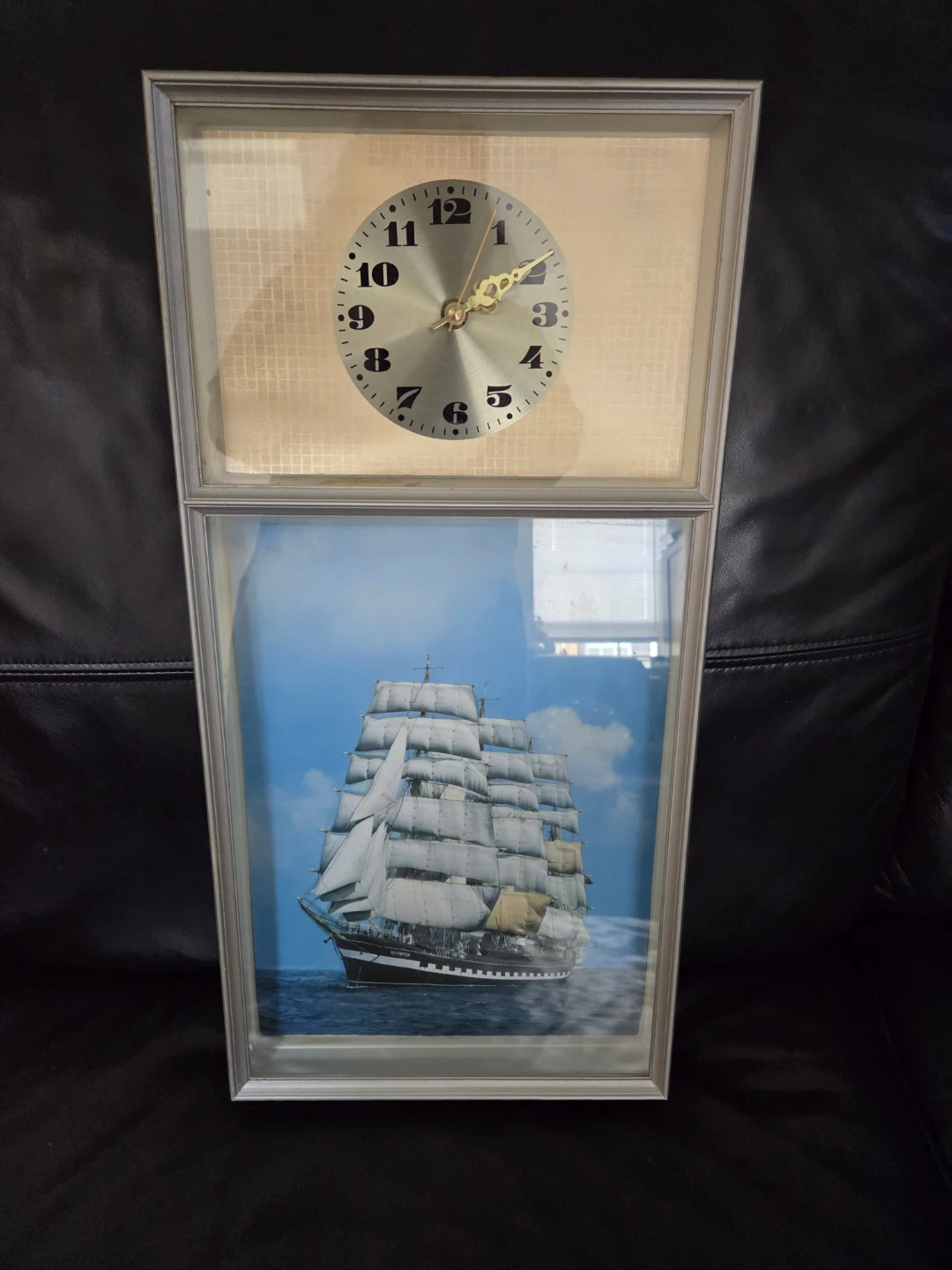 Framed 3D Ship Clock + Picture, 21" x 10.5" - photo 2