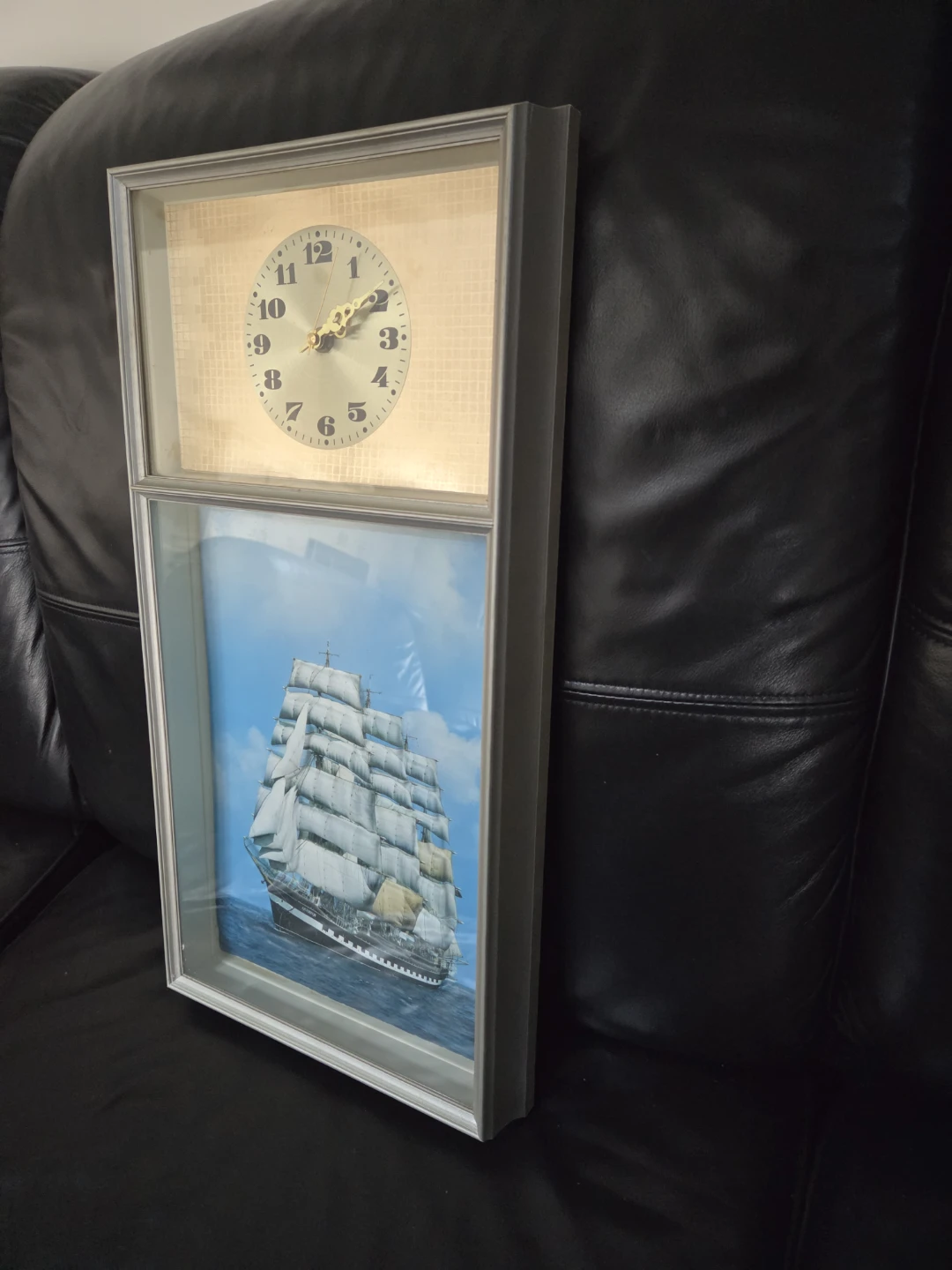 Framed 3D Ship Clock + Picture, 21" x 10.5" - photo 3