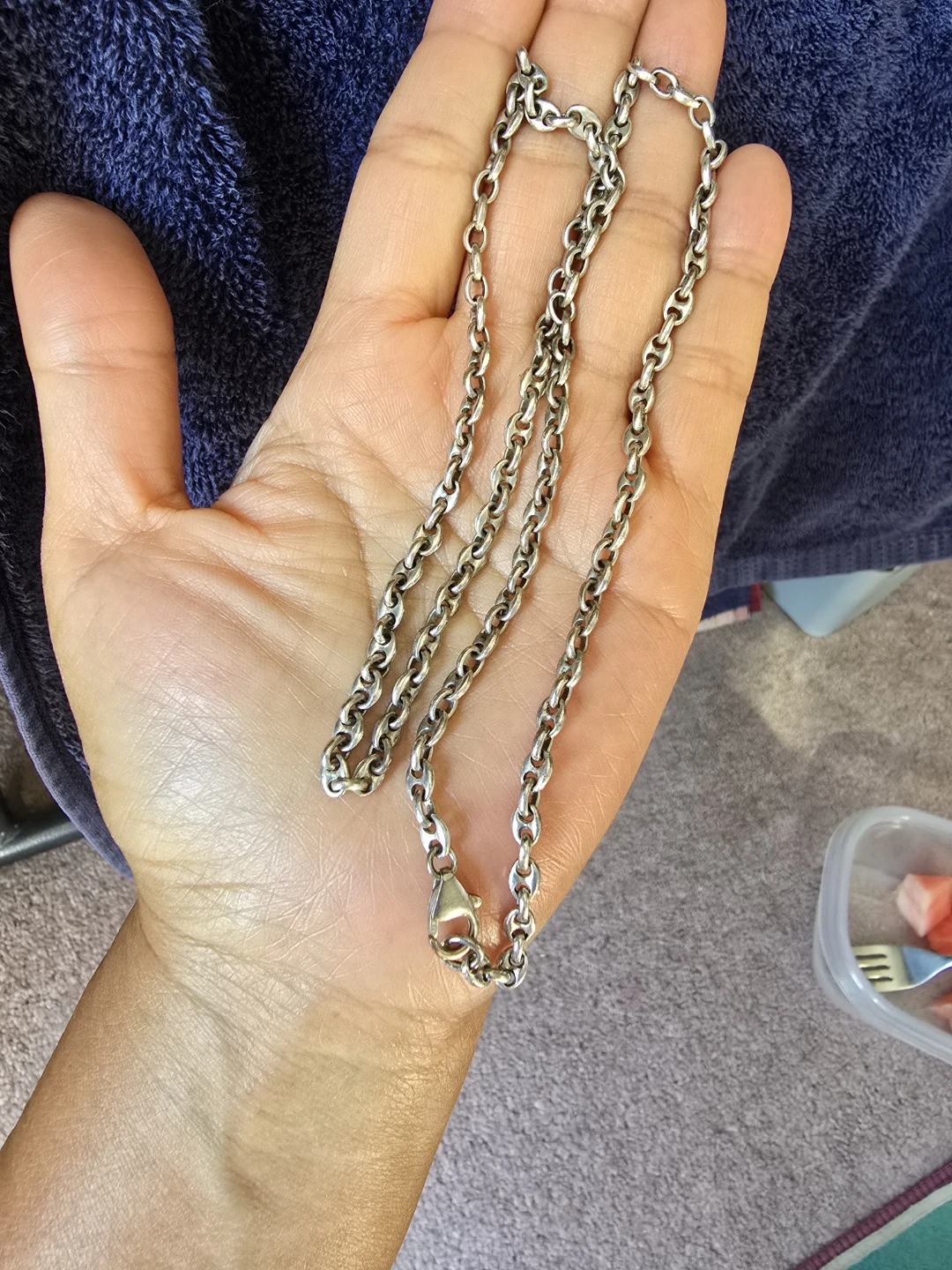 Mens 925 Silver-tone Chain Necklace 20grams 22inches in length
