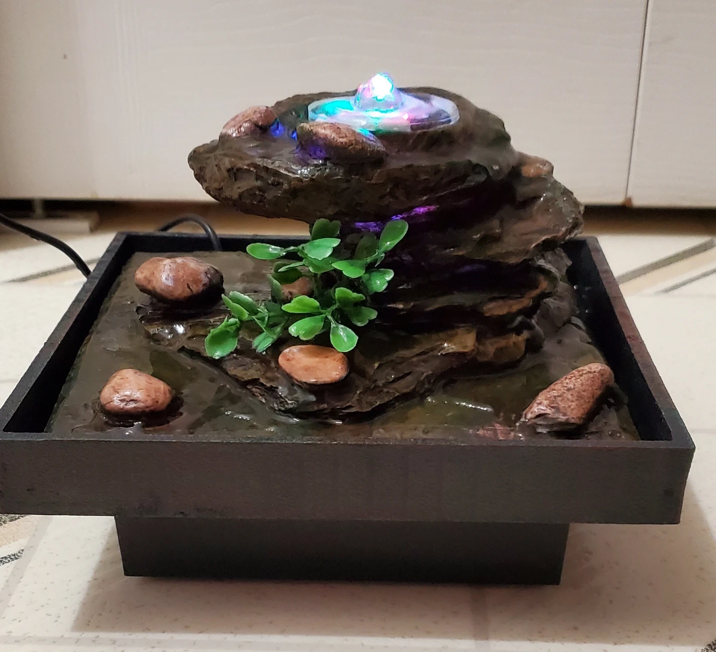 Tabletop Rock Water Fountain with LED Light