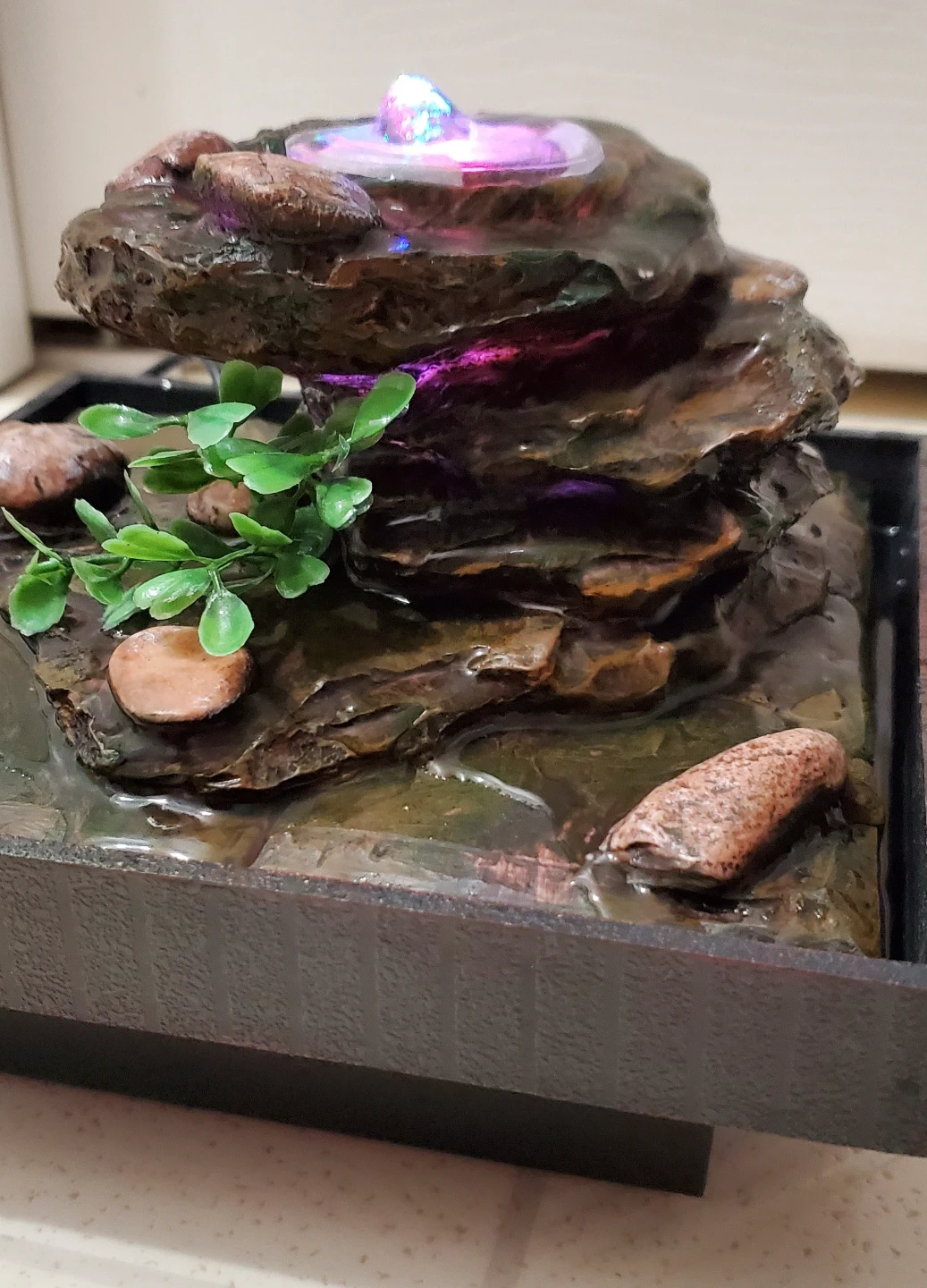 Tabletop Rock Water Fountain with LED Light - photo 4