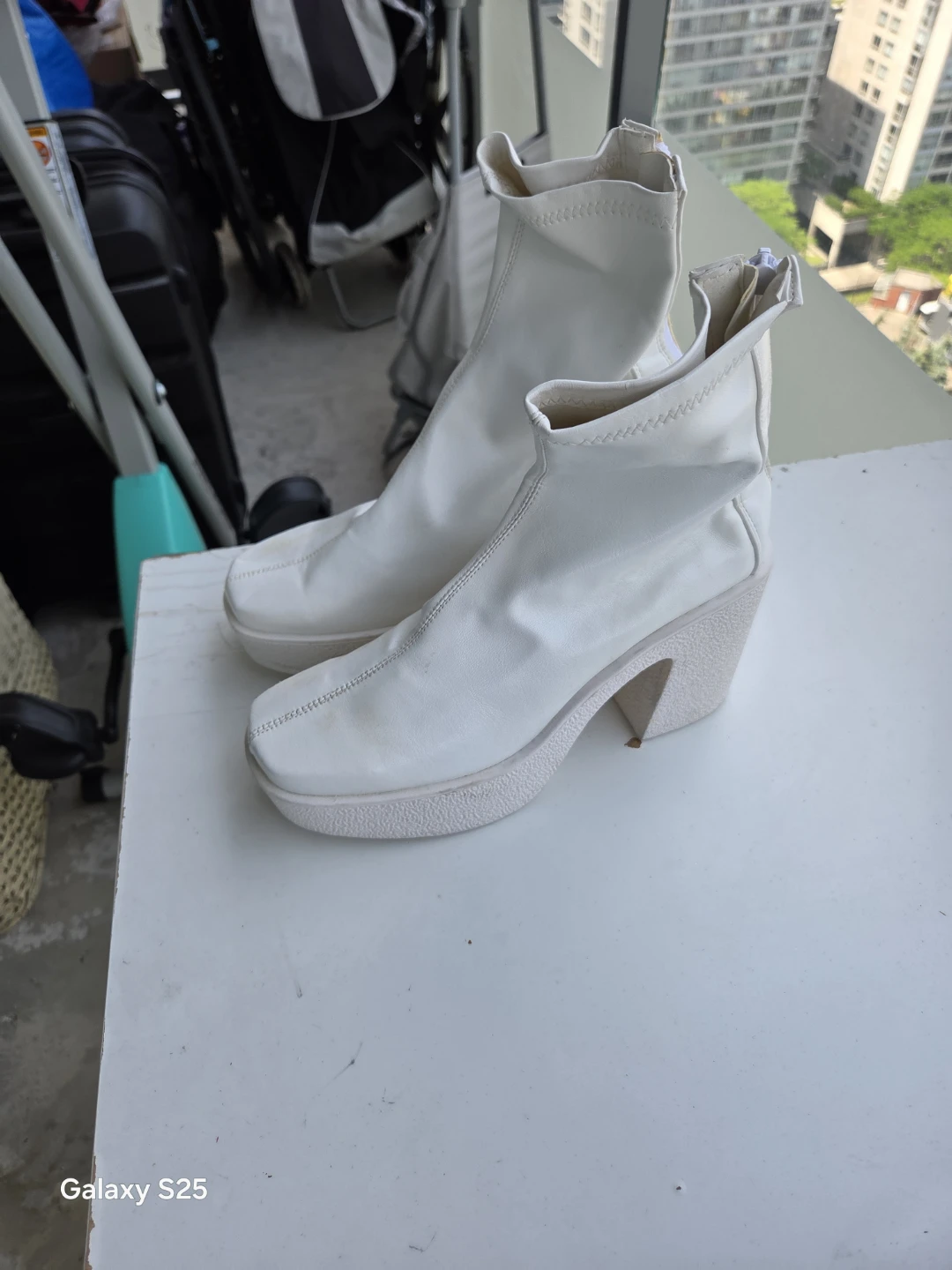 White Platform Heeled Ankle Boots - photo 2