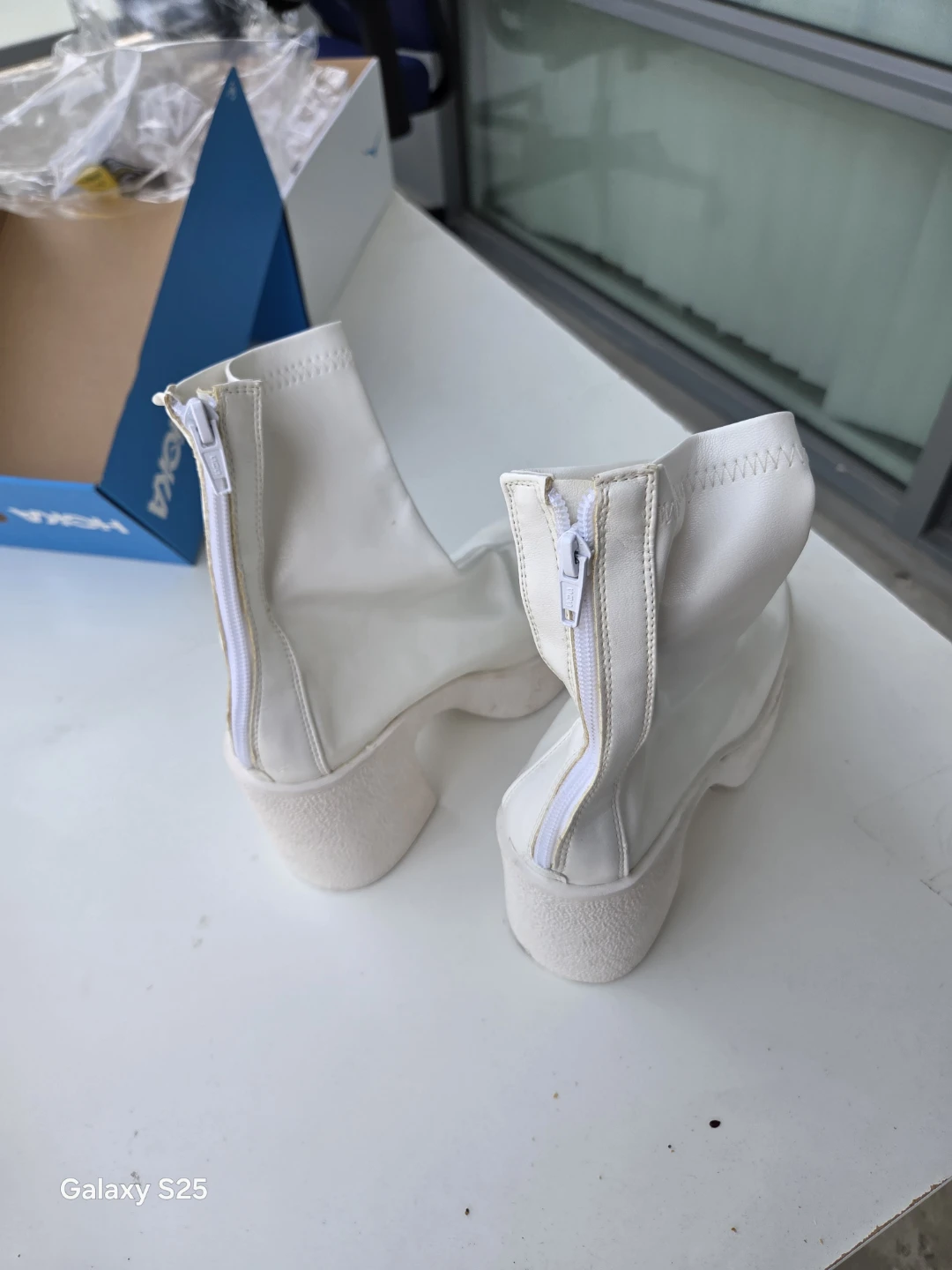 White Platform Heeled Ankle Boots - photo 3
