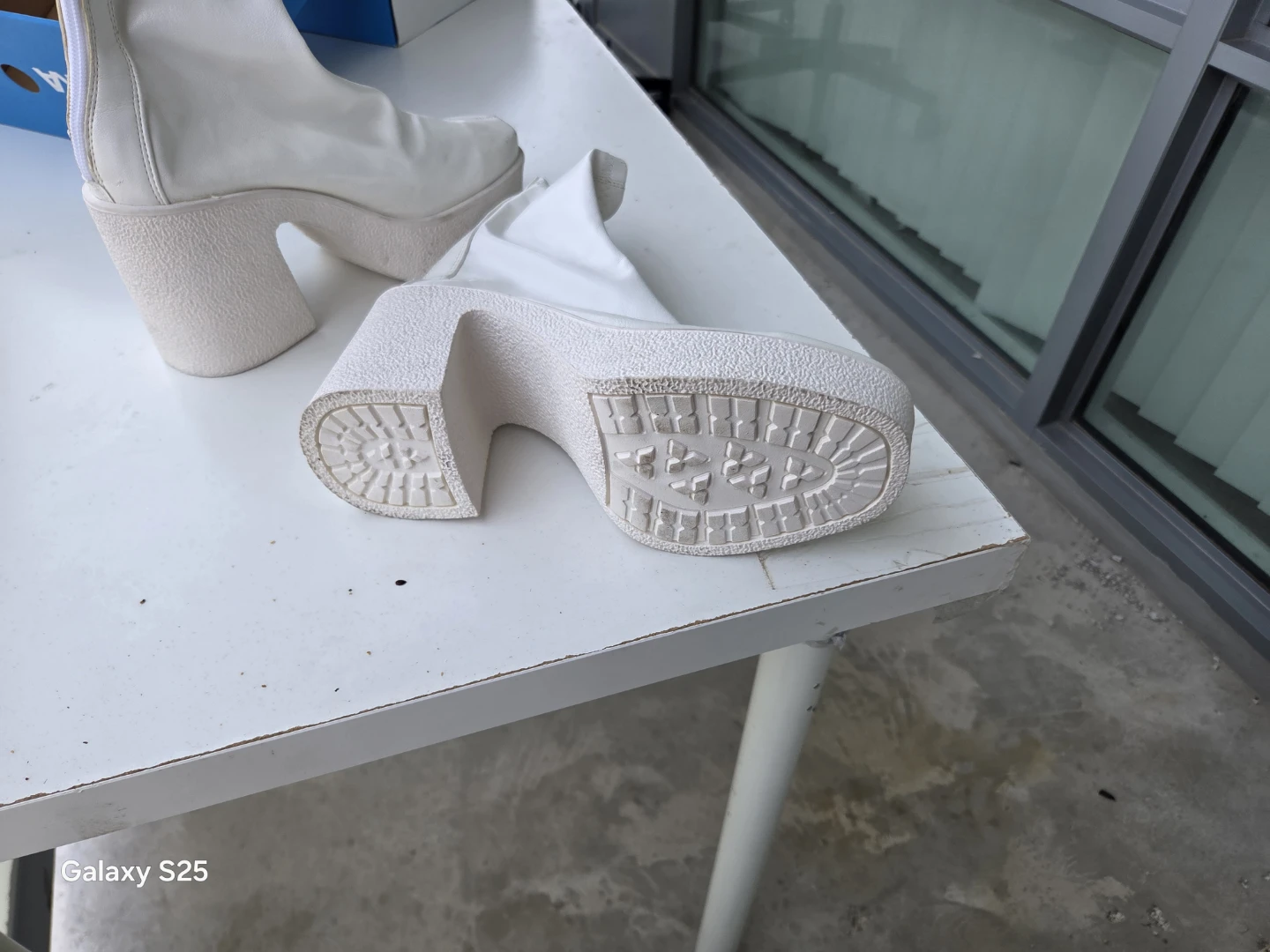 White Platform Heeled Ankle Boots - photo 5