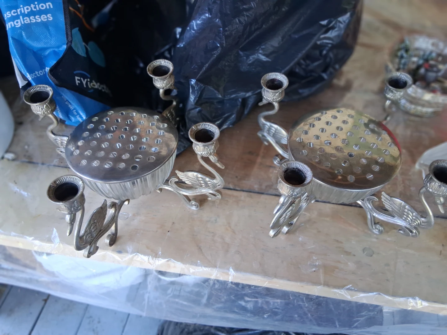 Silver Swan Candlestick Holders - photo 2