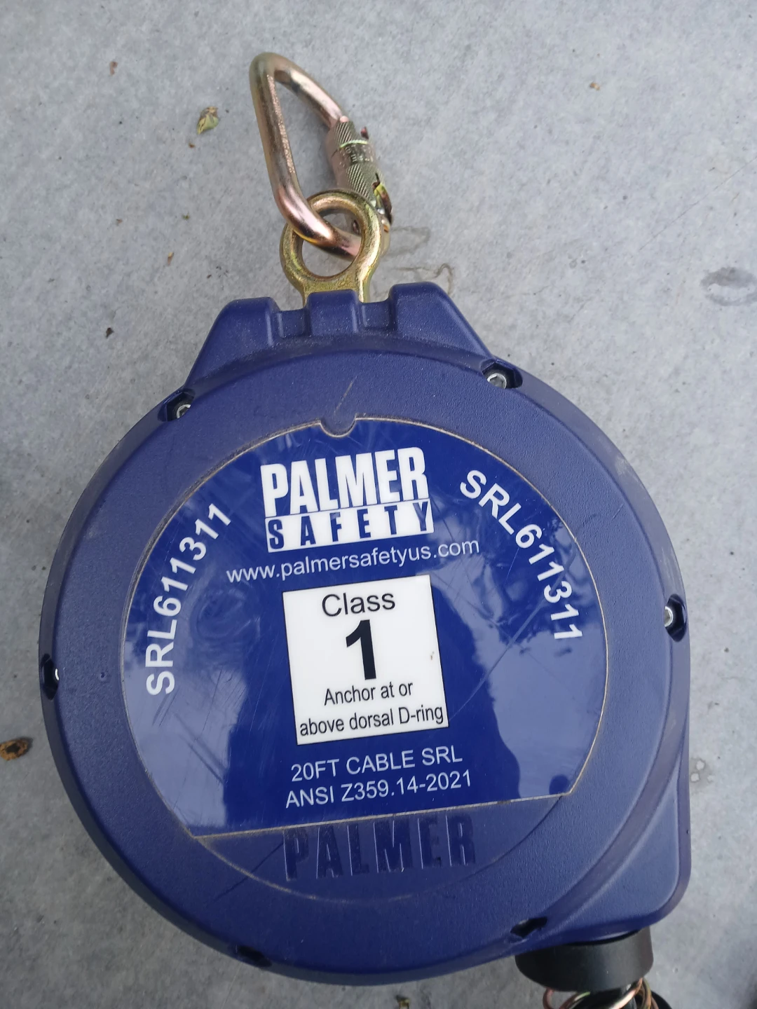 Palmer Safety 20FT Cable SRL Class 1 Retractable Fall Arrester - photo 2