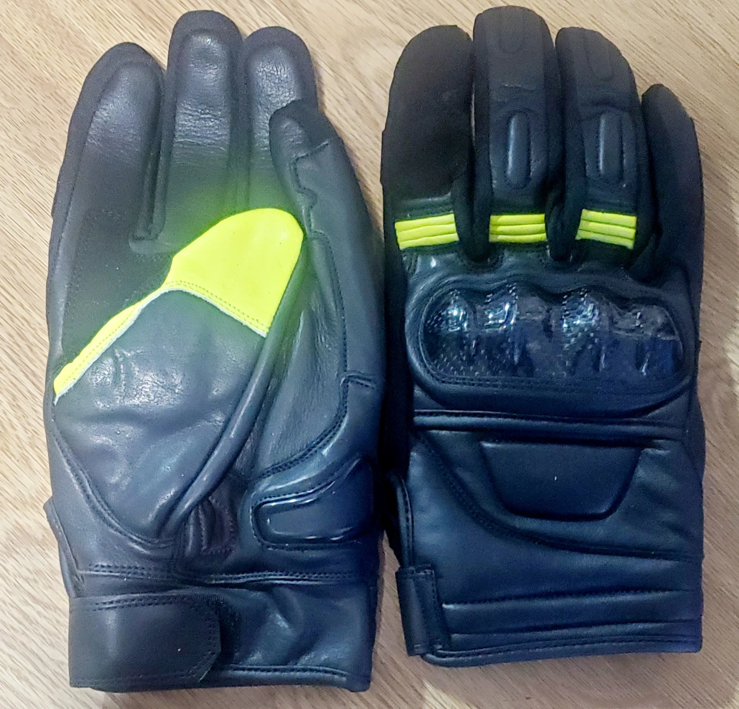 Black Motorcycle Gloves with Yellow Accents