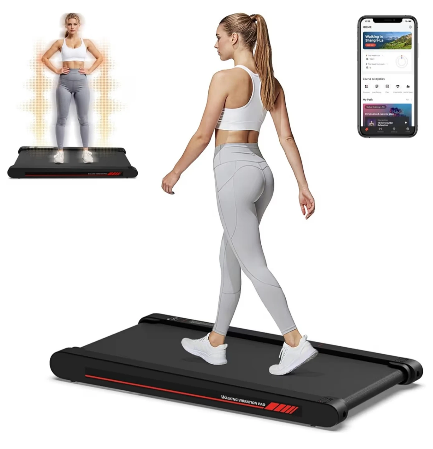Walking Vibration Pad Treadmill with Remote and App Control