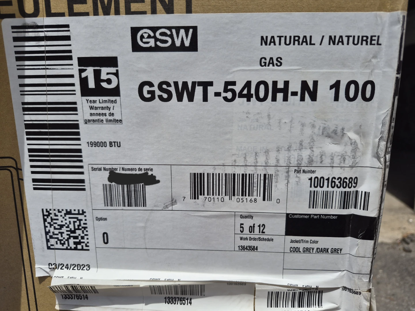 NEW GSW 199000 BTU Tankless Natural Gas Water Heater GSWT-540H - photo 4