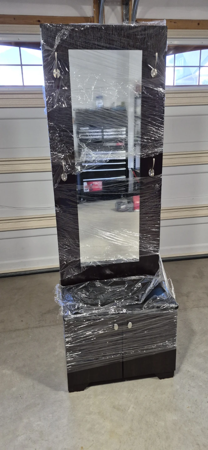 Hall Tree with Mirror and Storage Bench