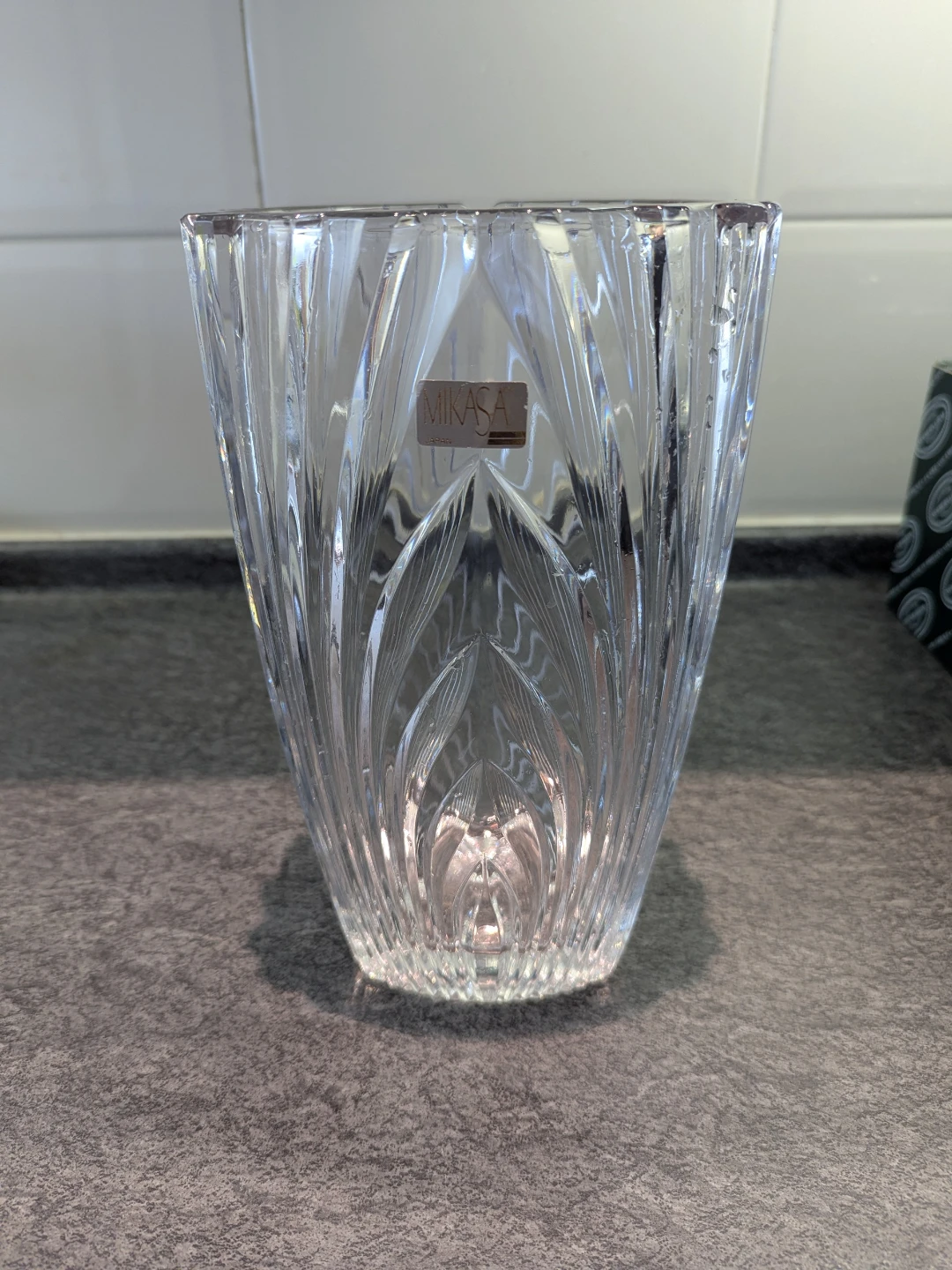 Mikasa Crystal Cathedral Triangle Vase 10.5"