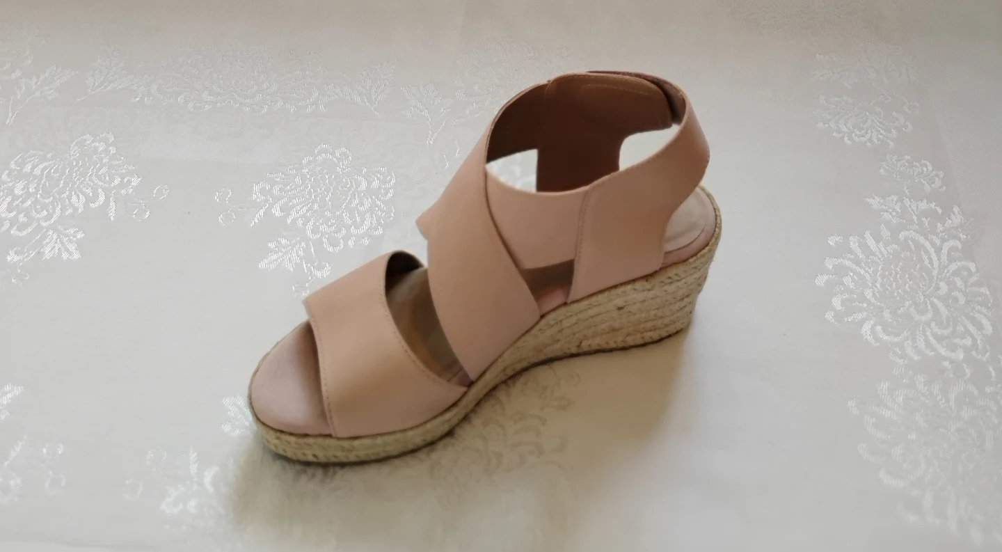 Genuine Leather Espadrille Wedge Sandals