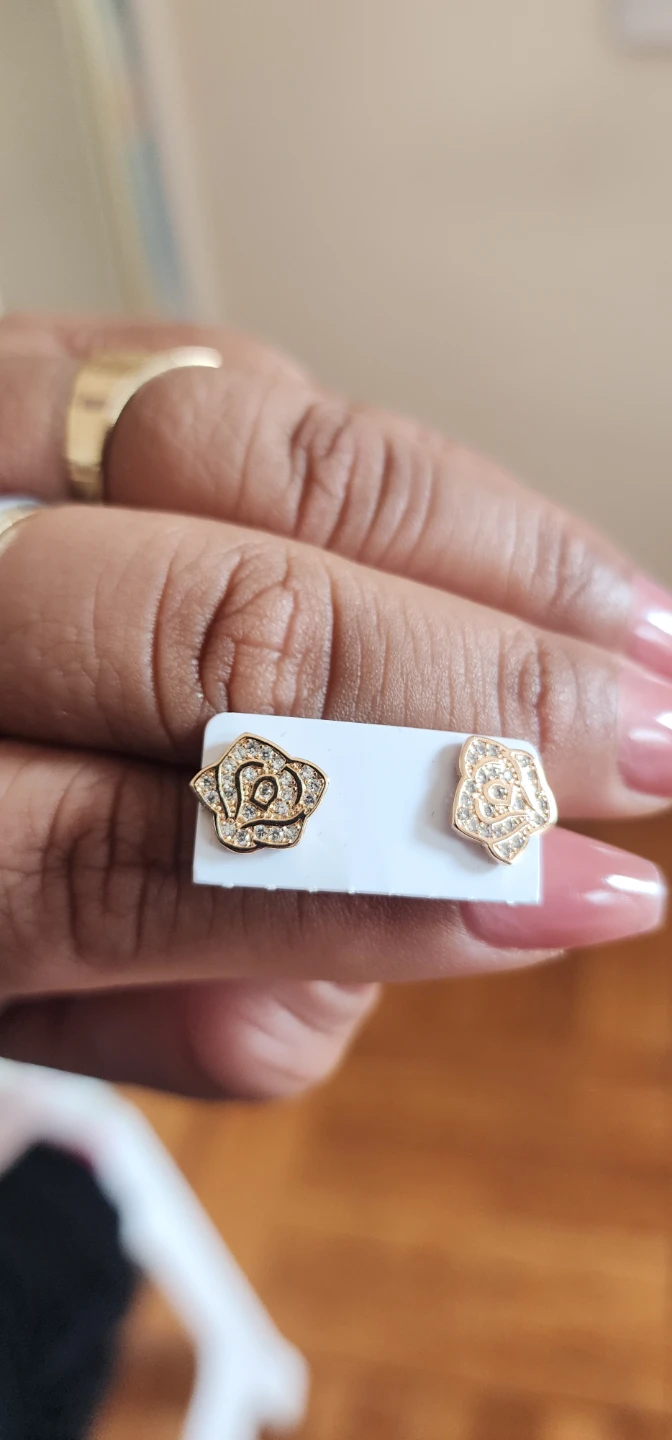 Rose Stud Earrings with Rhinestones - photo 4