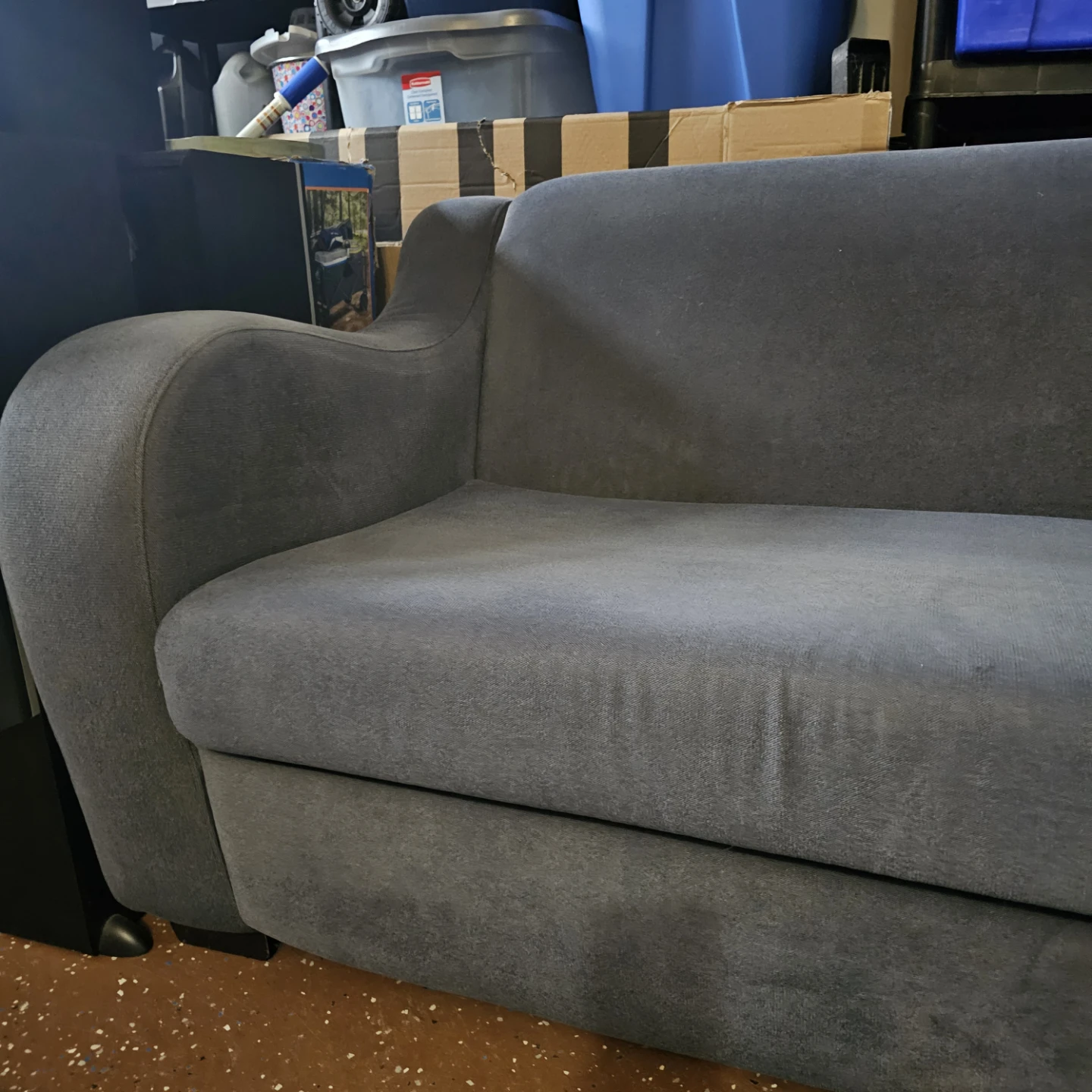 Dark Grey Sofa with Two Teal Cushions - photo 4