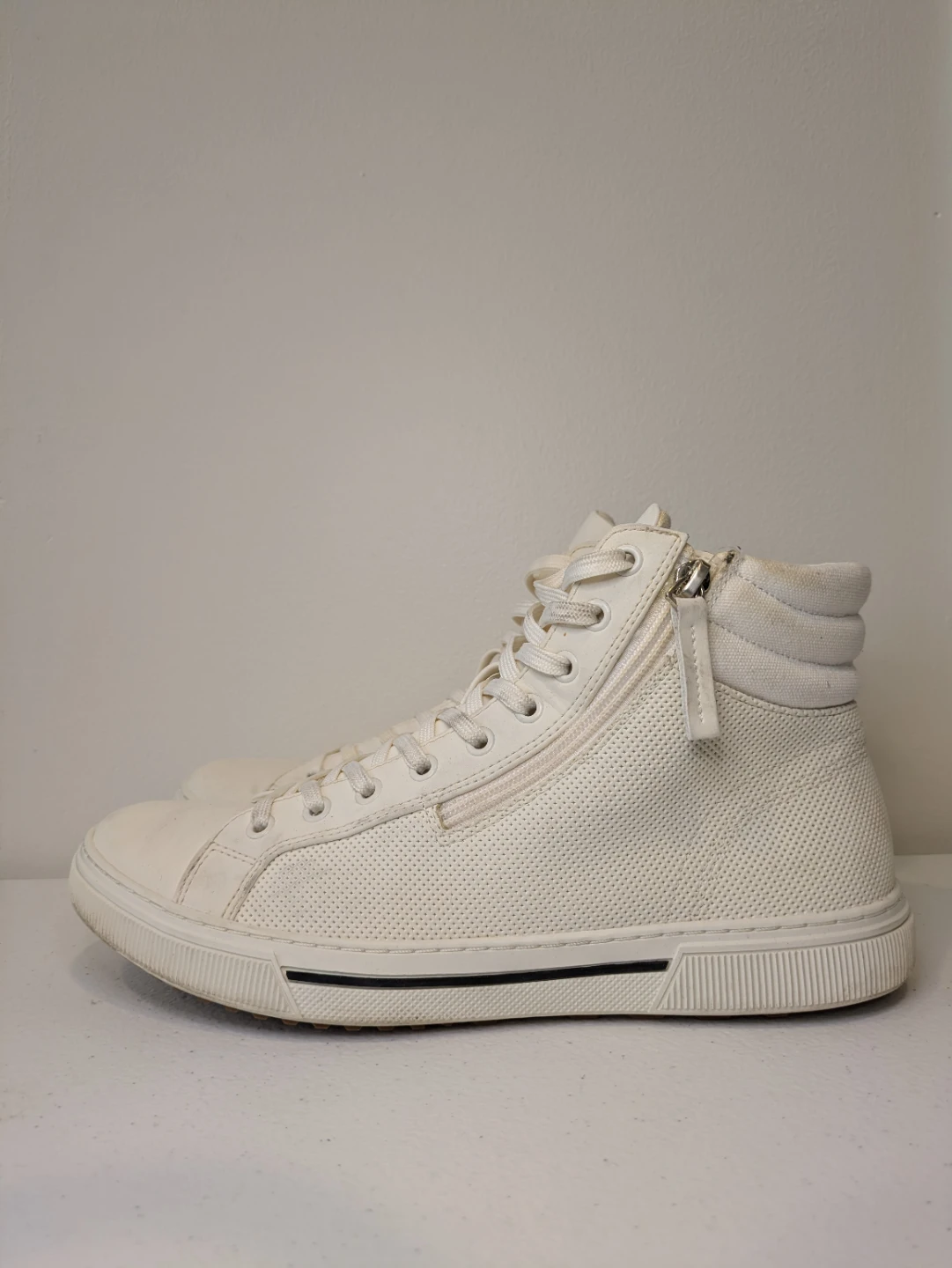 ALDO Men's Size 8 High Top Sneakers White Dual Zip Lace Up - photo 4