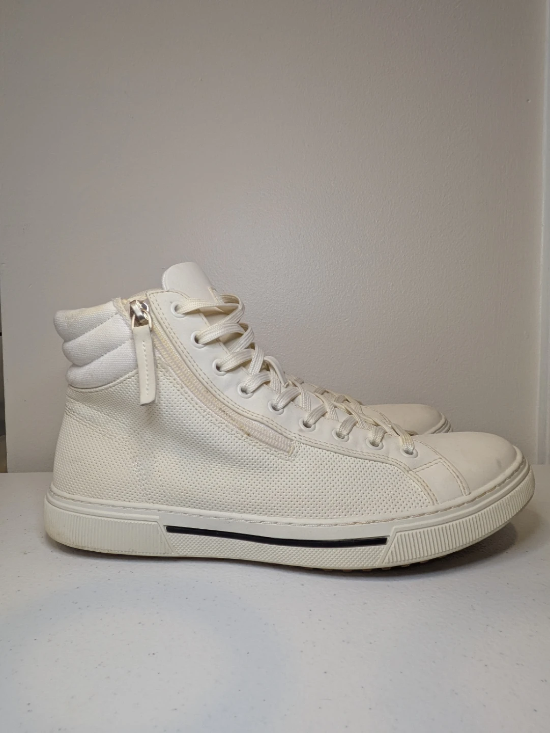 ALDO Men's Size 8 High Top Sneakers White Dual Zip Lace Up - photo 5
