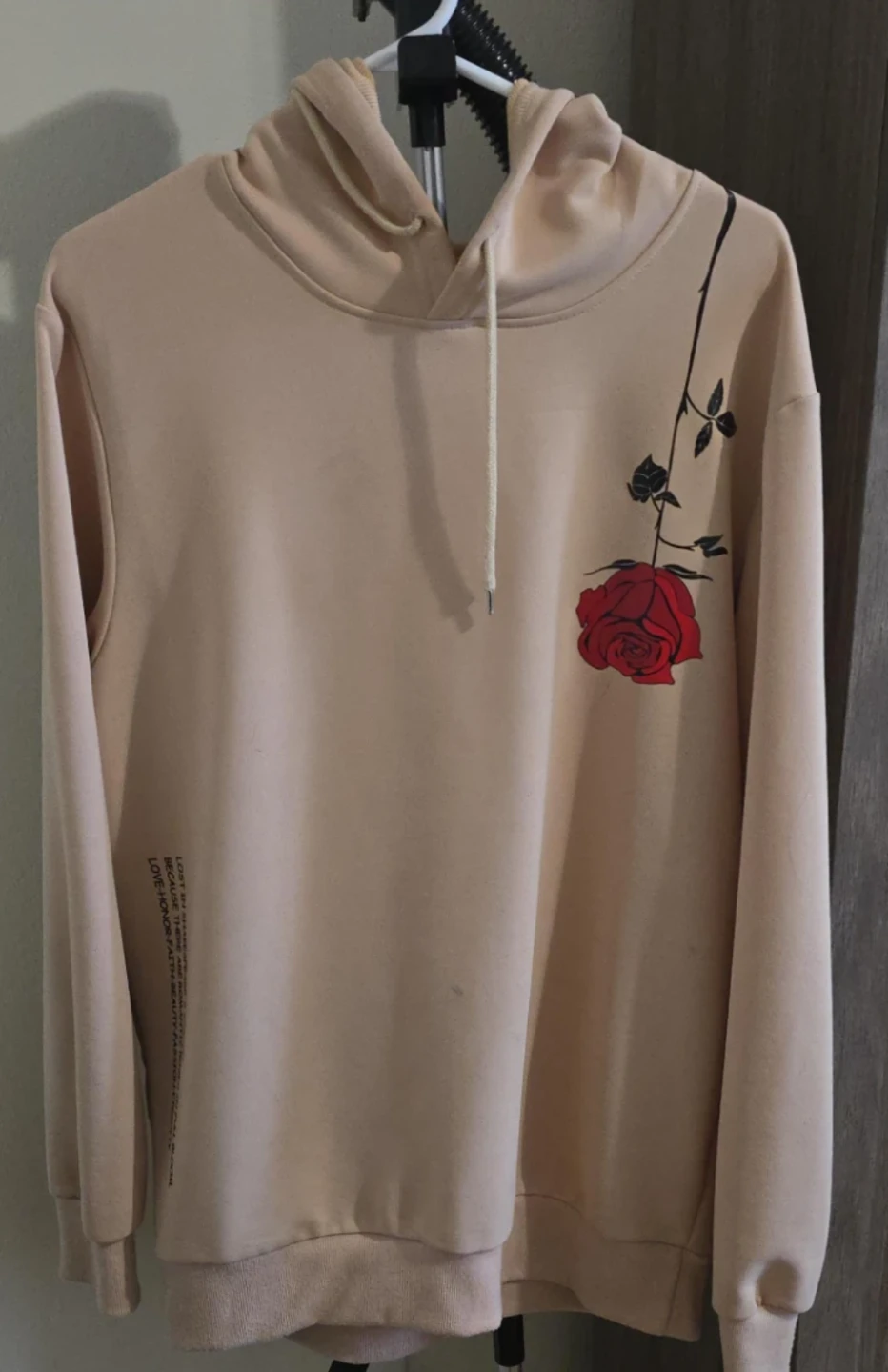 SHEIN Beige Rose Graphic Hoodie