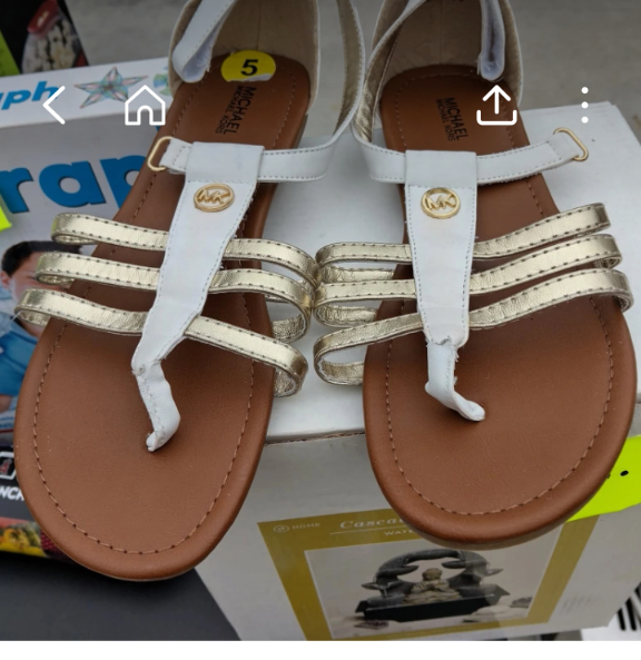 Michael Kors White & Gold Strappy Sandals - Size 5