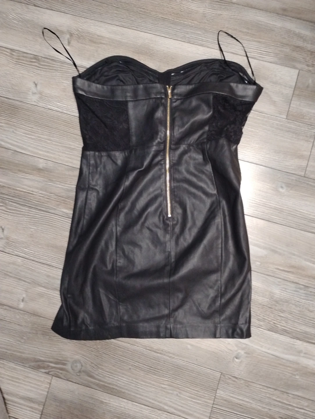 DYNAMITE Black Faux Leather Strapless Dress - photo 2