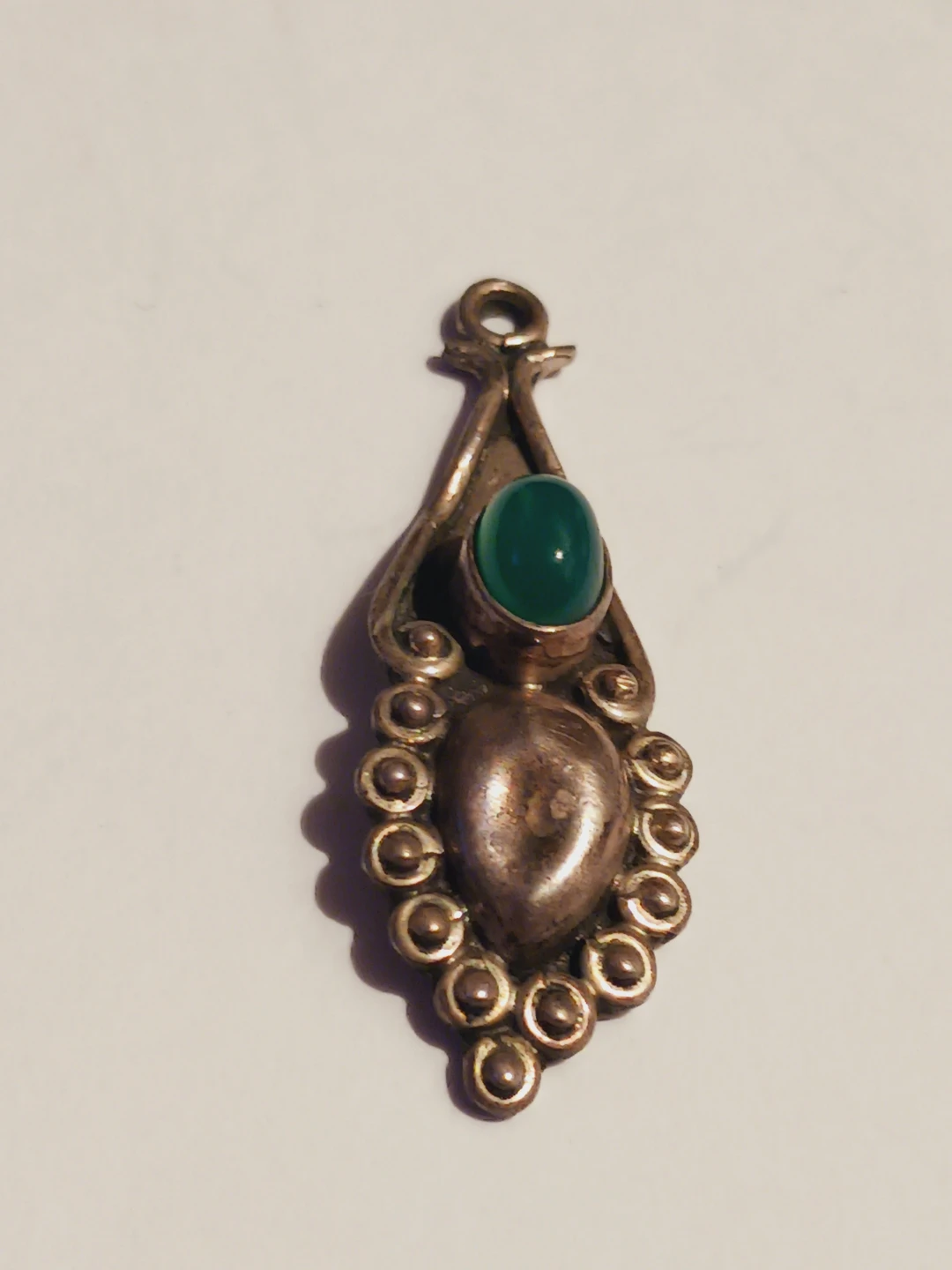 Sterling Silver 925 Pendant with Green Stone