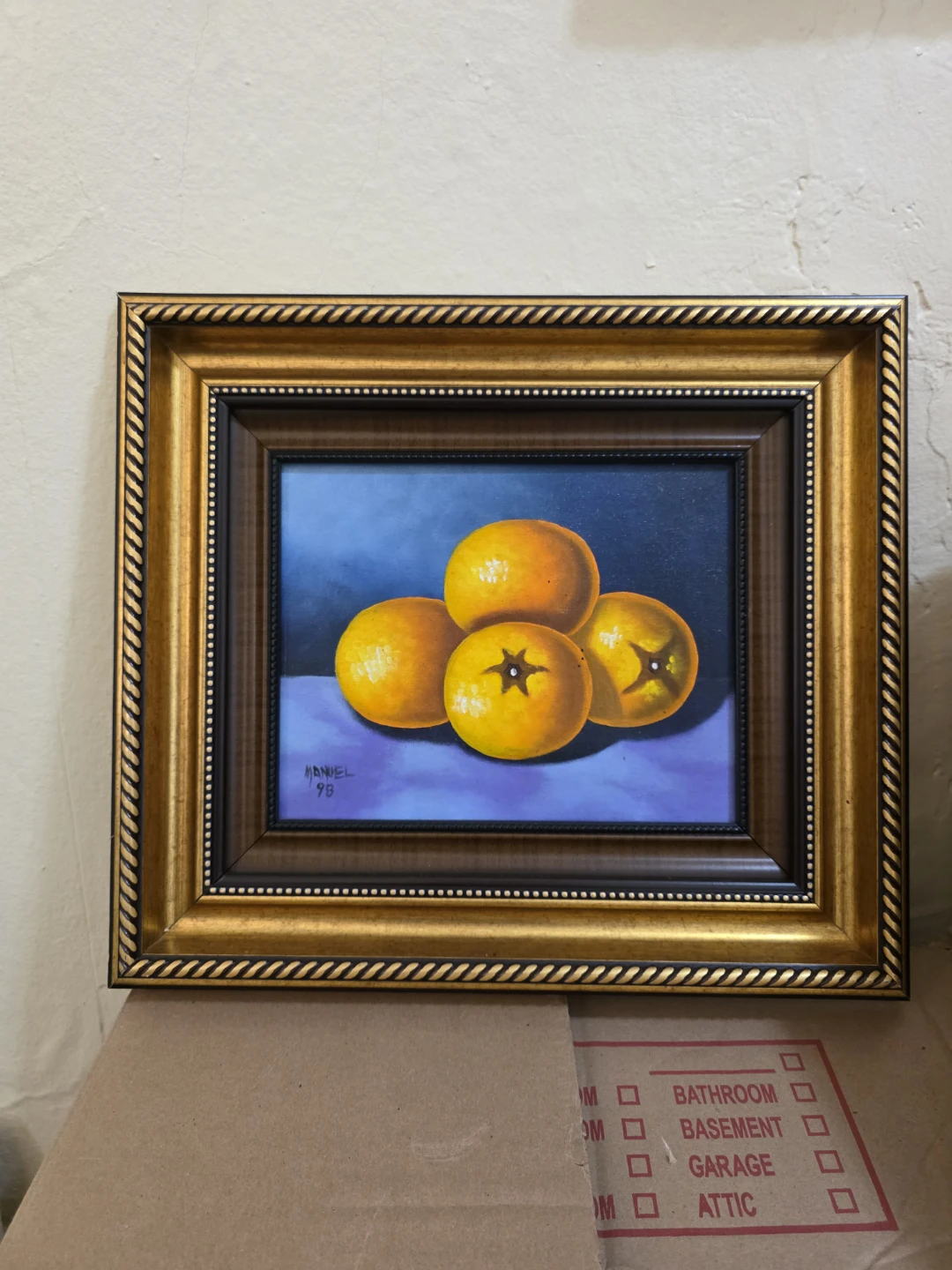 Framed Oil Painting Still Life of Oranges by Mandel '98
