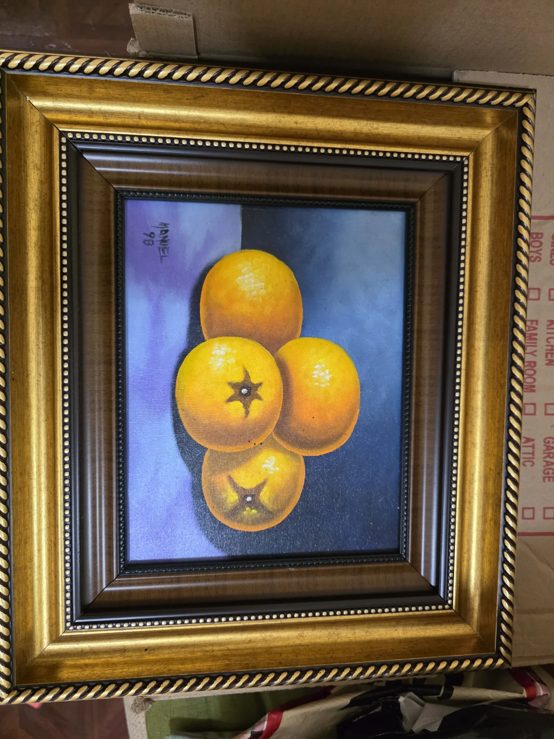 Framed Oil Painting Still Life of Oranges by Mandel '98 - photo 2