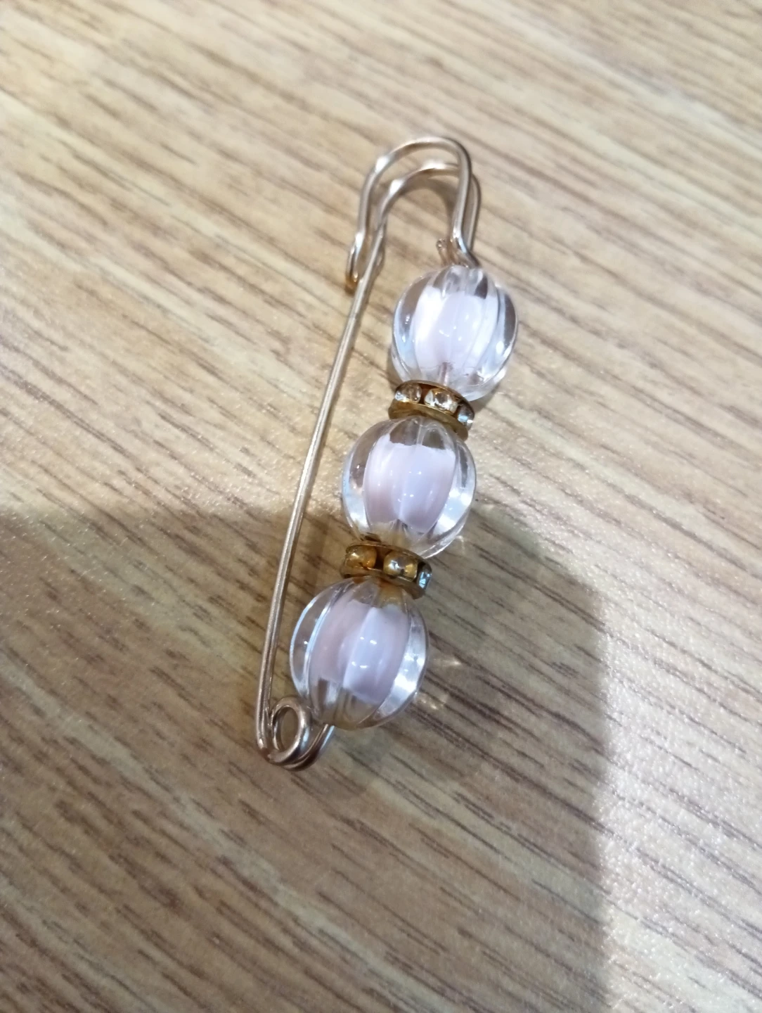Decorative Safety Pin with Pink Beads