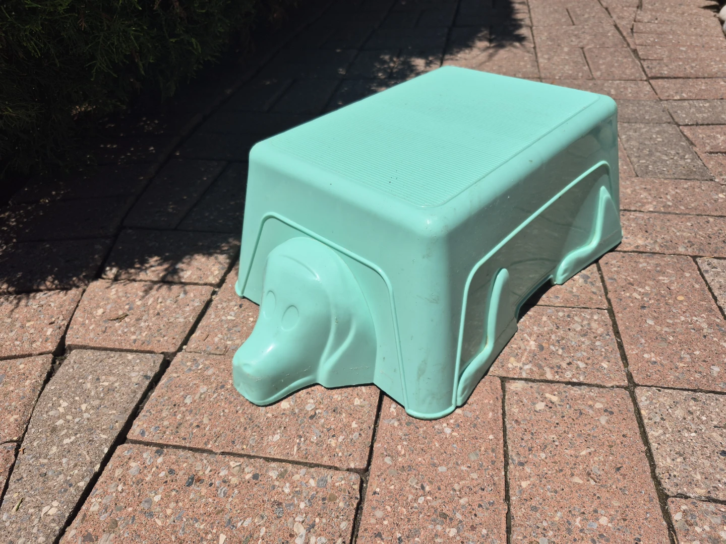 Teal Step Stool with Dog Face Design