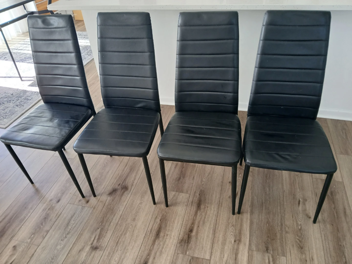 4 Black Faux Leather Dining Chairs - photo 2