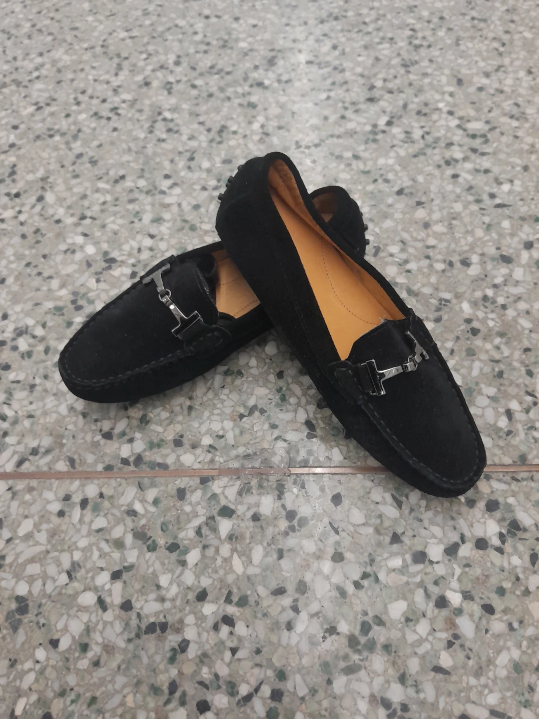 Black Suede Loafers with Silver Buckle Size 7 - photo 2