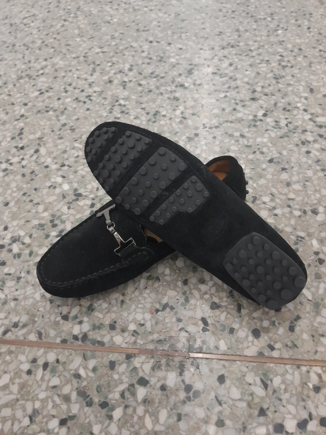 Black Suede Loafers with Silver Buckle Size 7 - photo 3