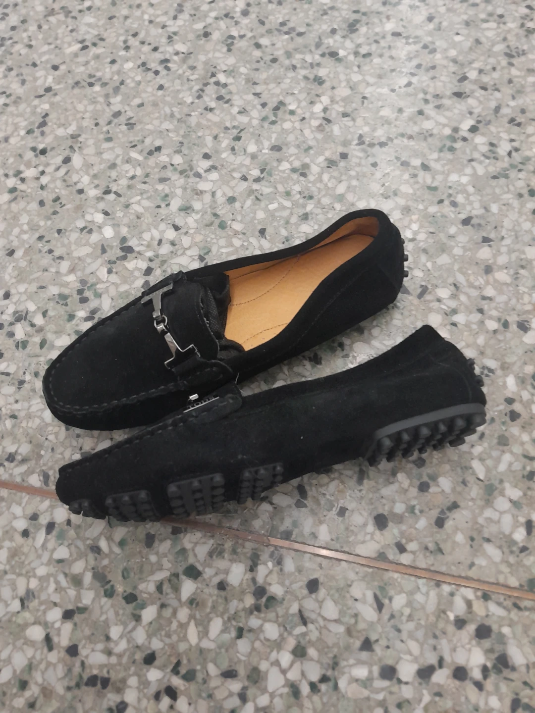 Black Suede Loafers with Silver Buckle Size 7 - photo 5