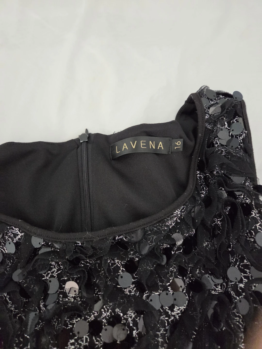 Lavena Black Sequin Embellished Dress - Size 16