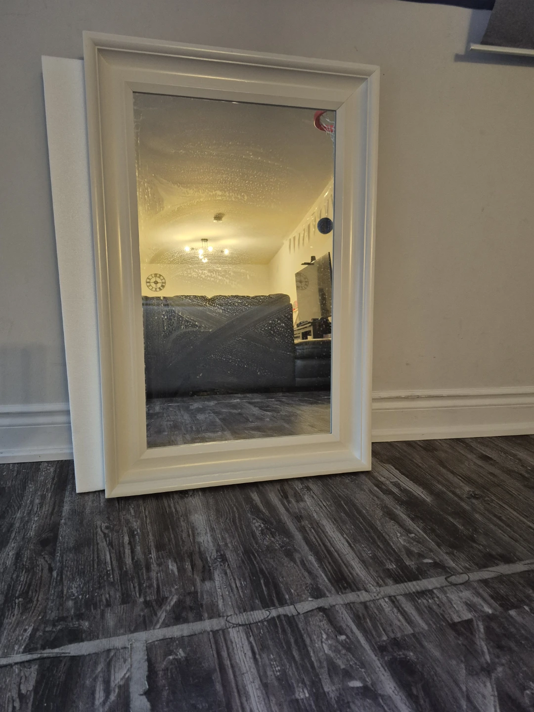 White Framed Wall Mirror - Entry, bedroom, washroom