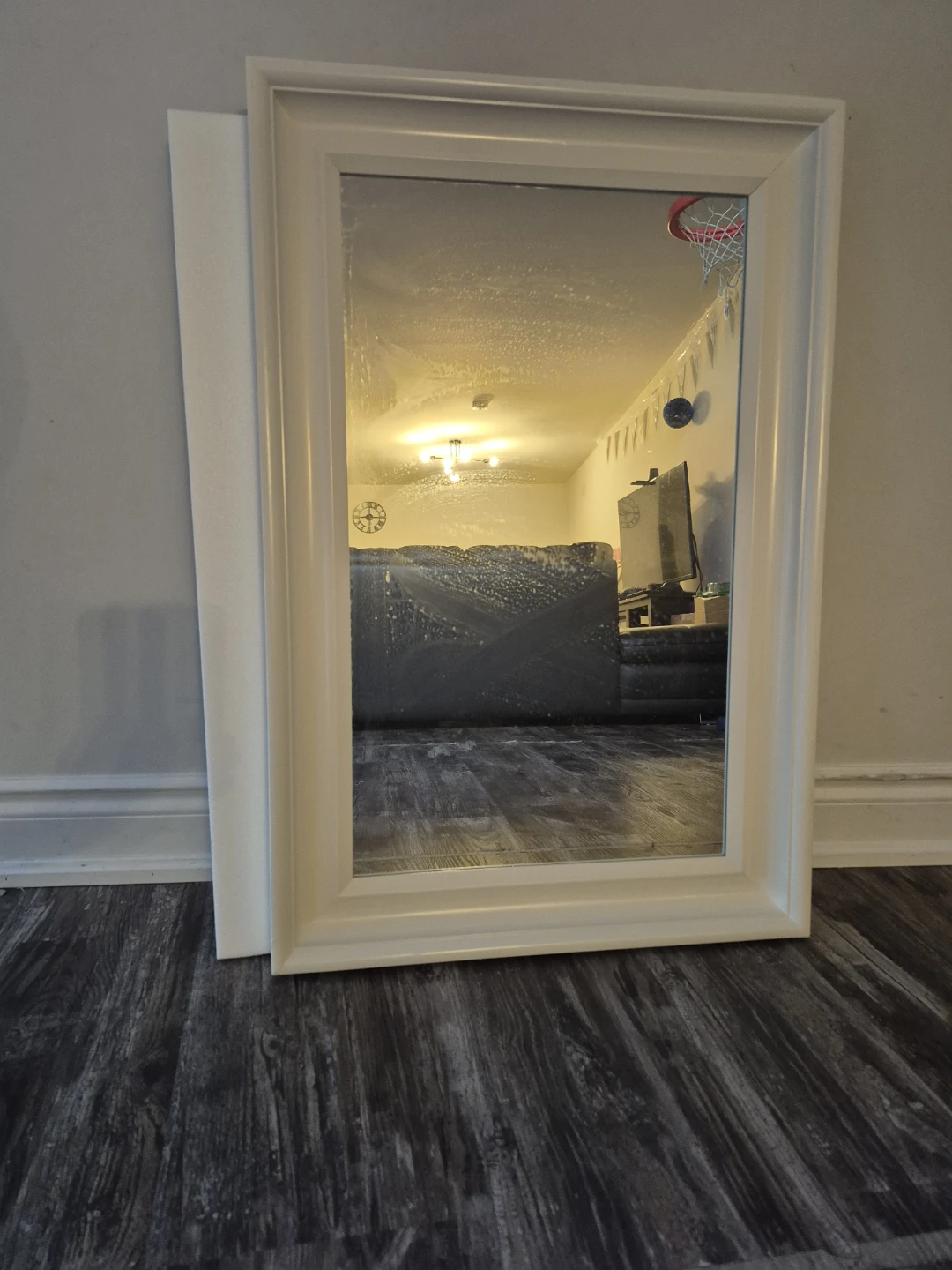 White Framed Wall Mirror - Entry, bedroom, washroom - photo 2