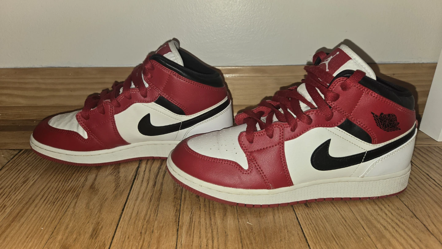 Nike Air Jordan 1 Mid SE Red White Black Sneakers - photo 2