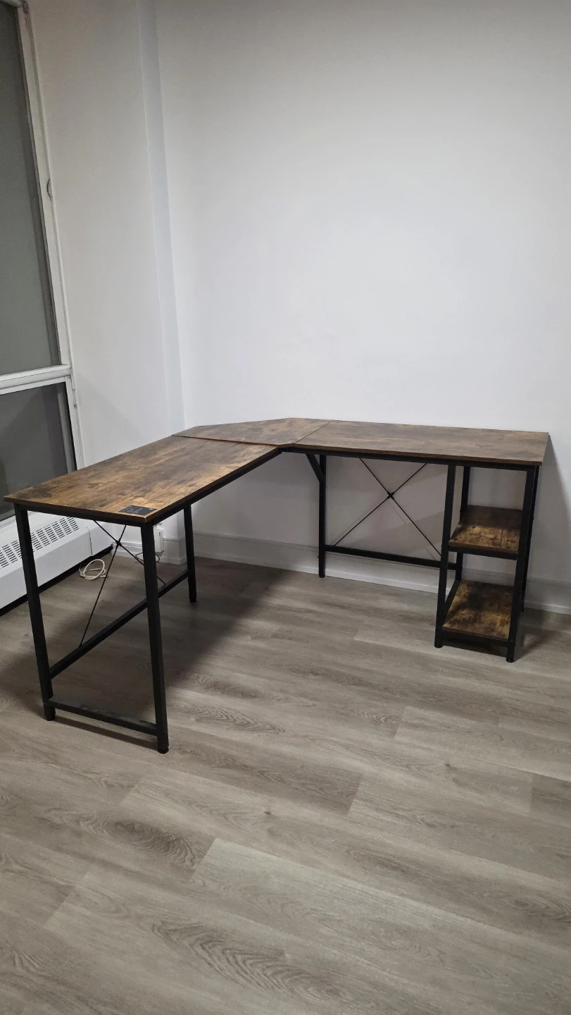 L-Shaped Computer Desk with Shelves