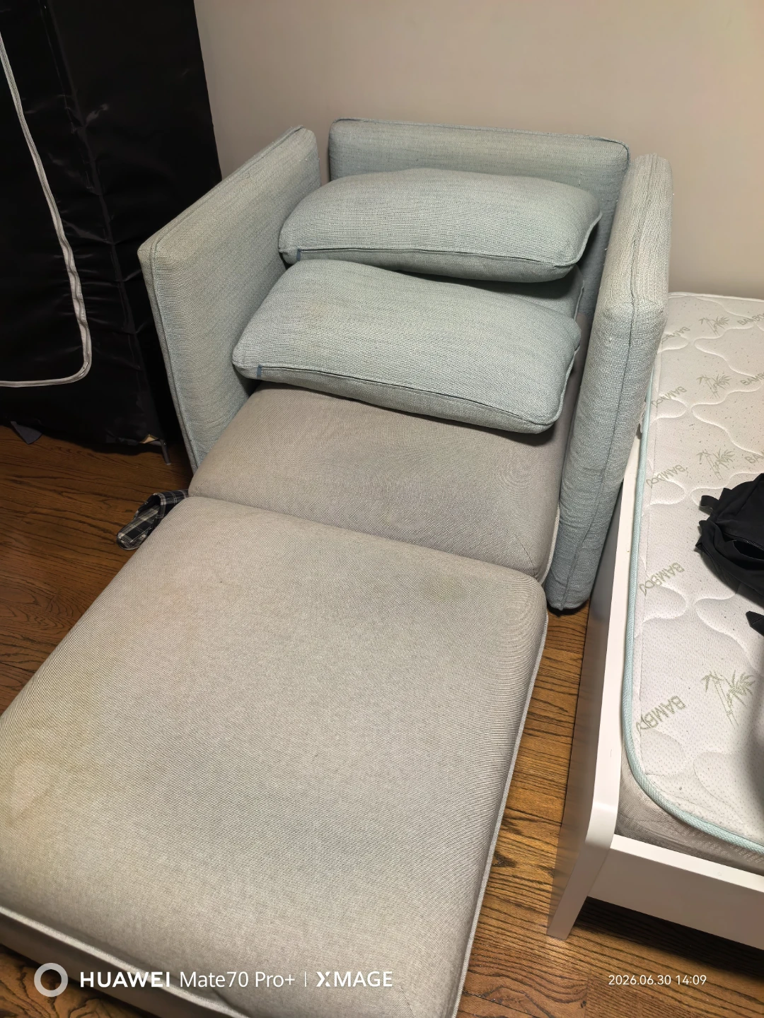 Grey Accent Chair with Storage Ottoman