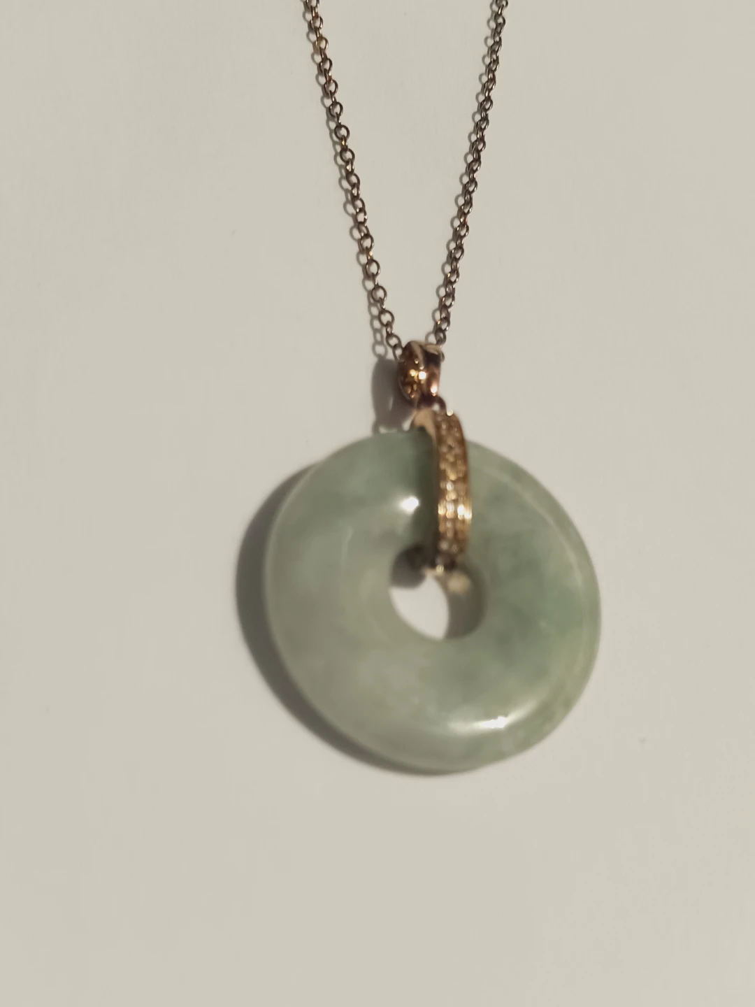 18 Karat Gold Overlay Sterling Silver 925 Jade Pendant Necklace - photo 2