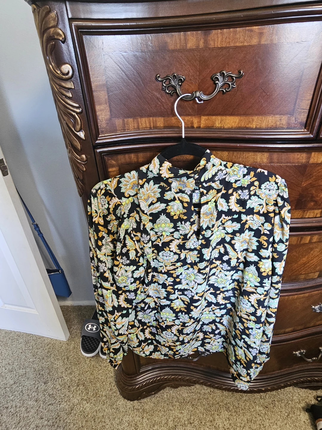 Ann Taylor Factory Black Floral Print Blouse - photo 2