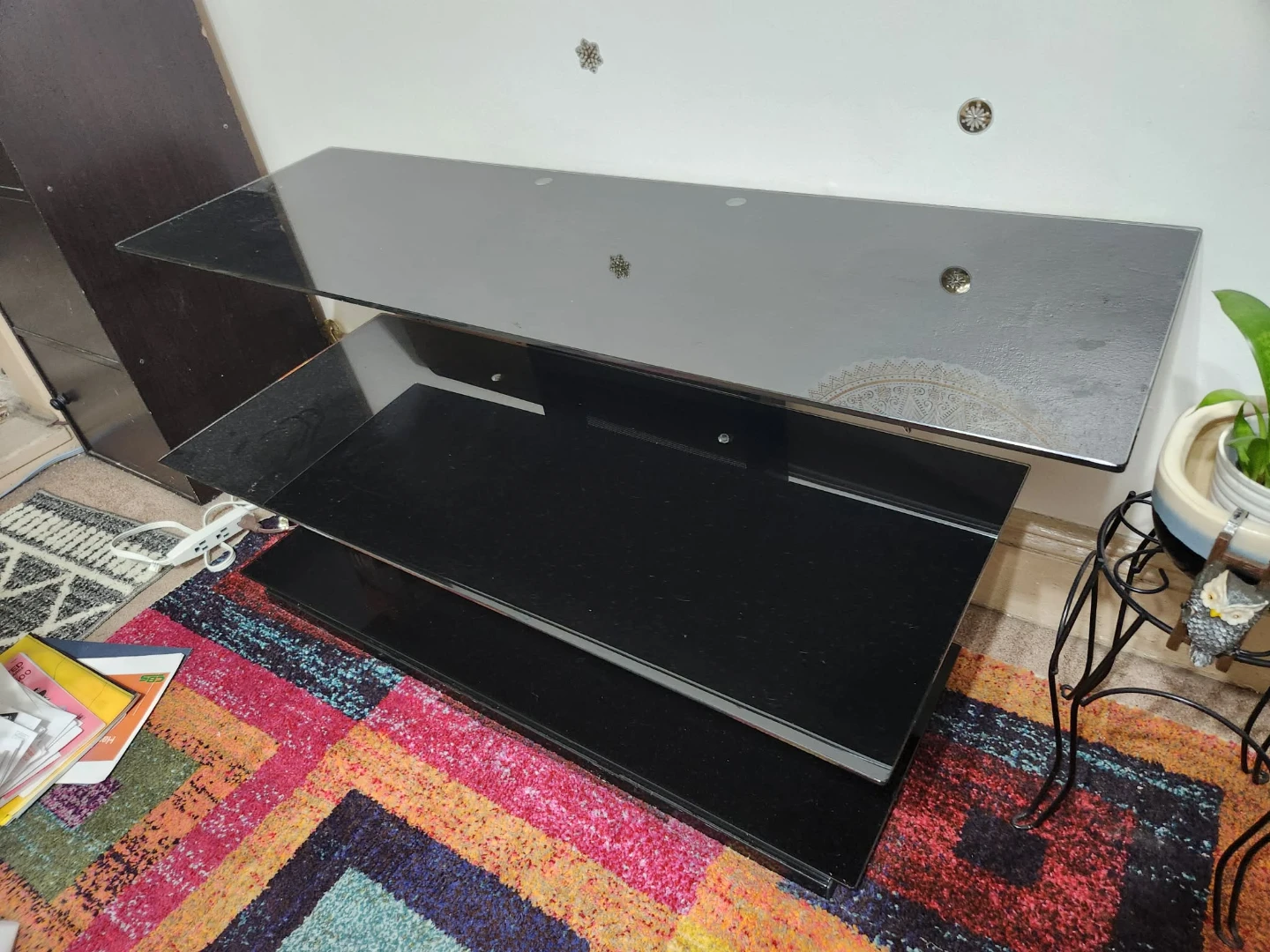 Black Glass TV Stand