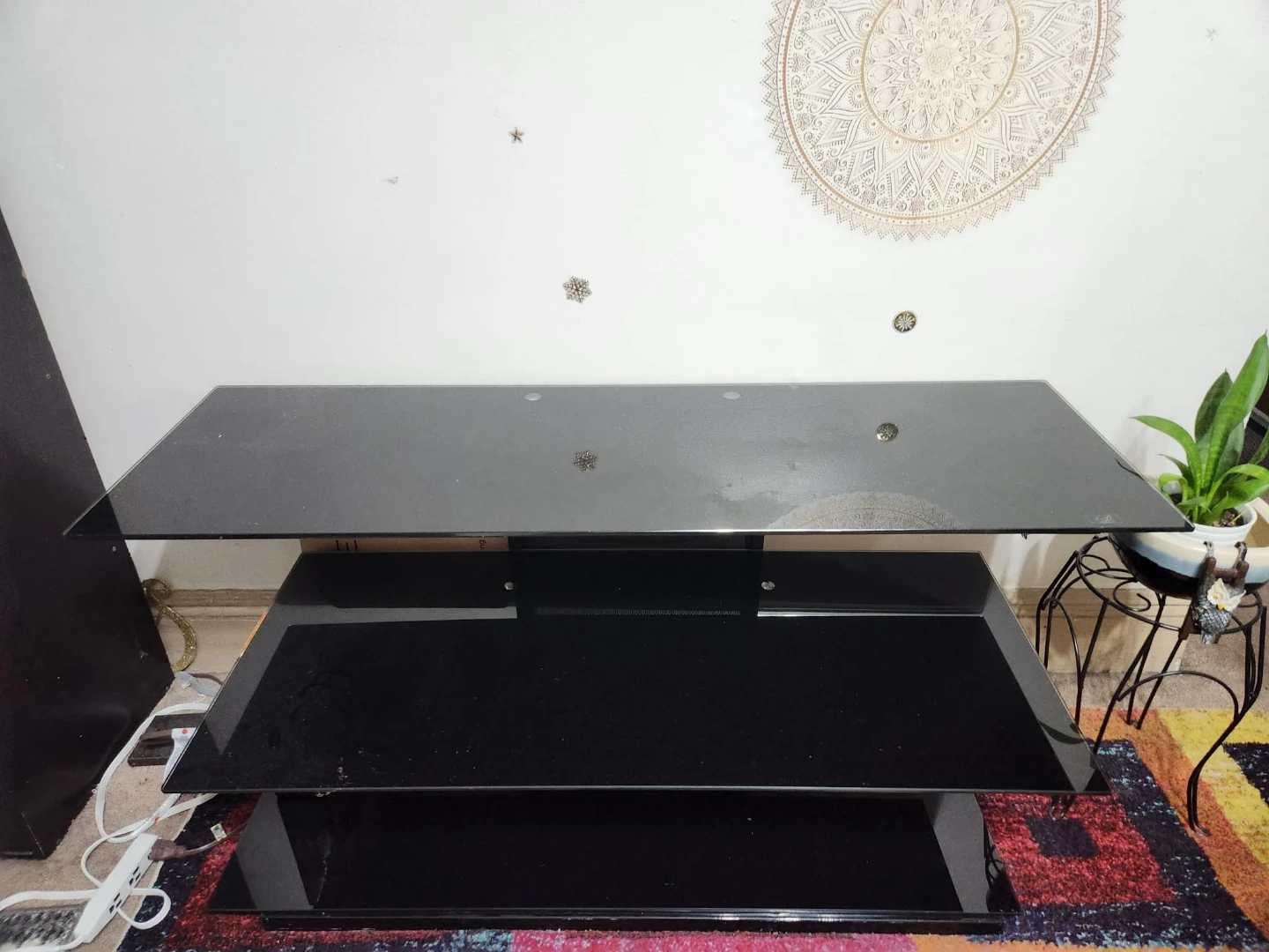 Black Glass TV Stand - photo 2