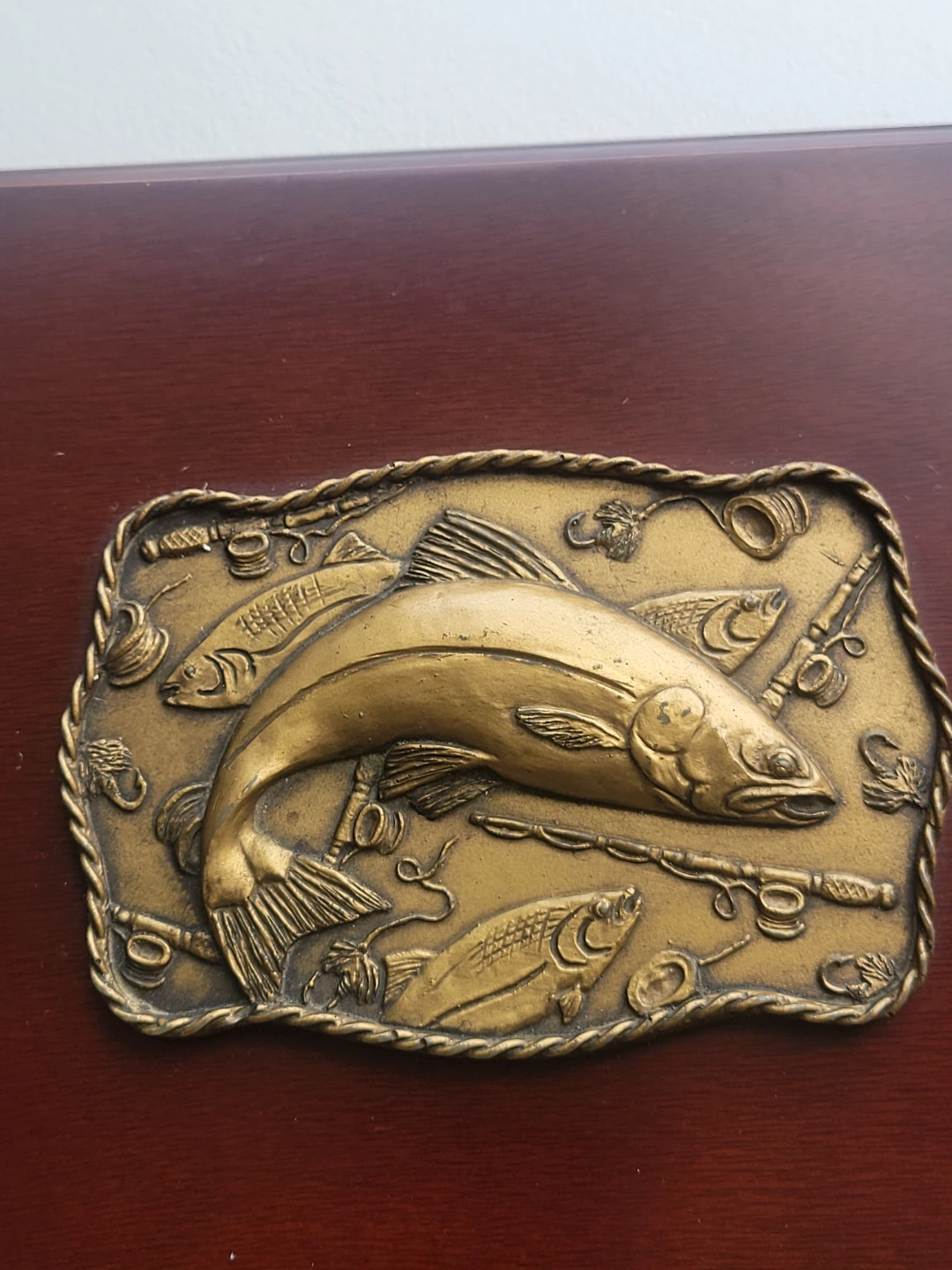 Wood Keepsake Box Fishing Plate.Jewelry Box.Trinkets.tackle Box