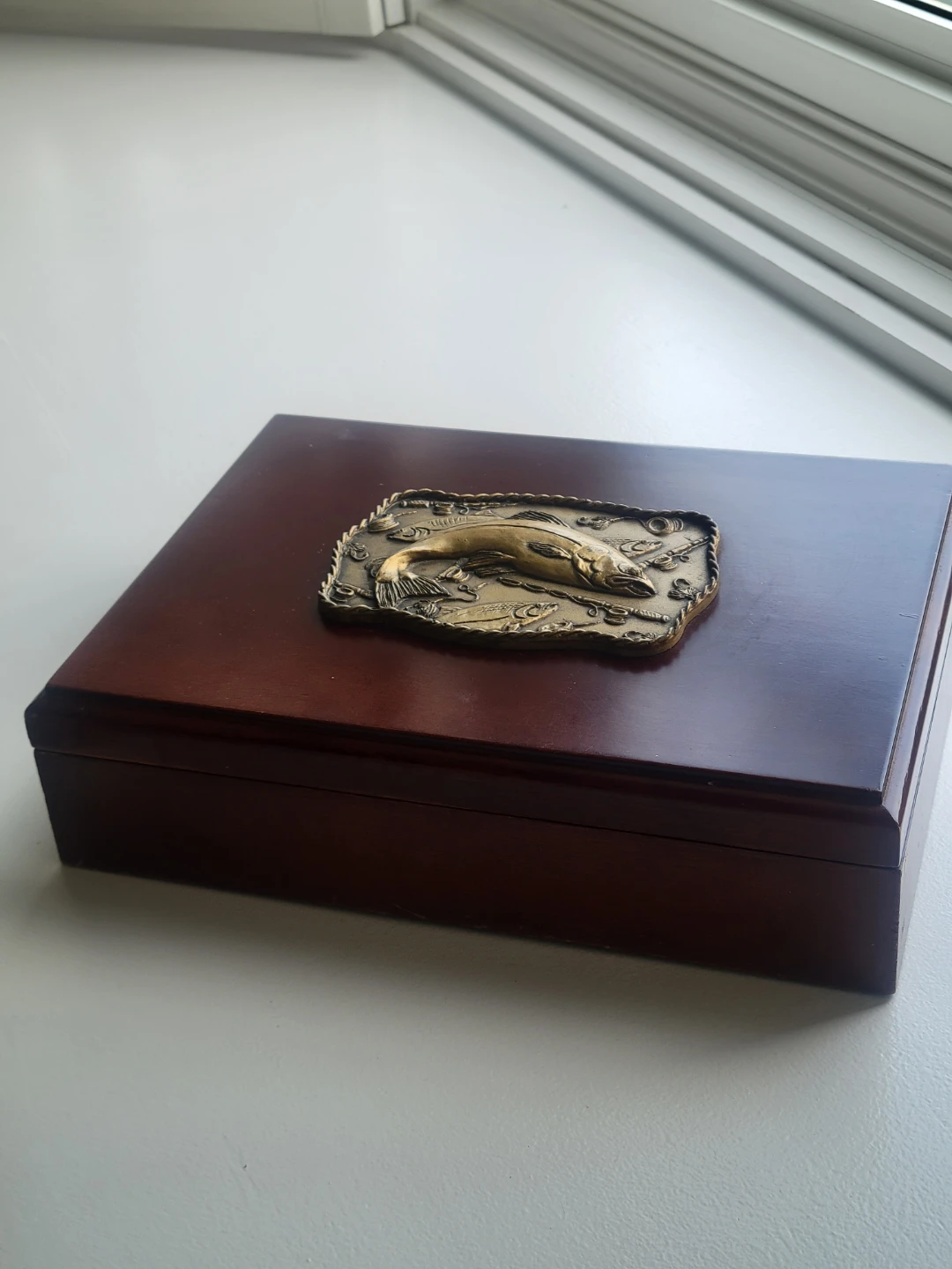 Wood Keepsake Box Fishing Plate.Jewelry Box.Trinkets.tackle Box - photo 5