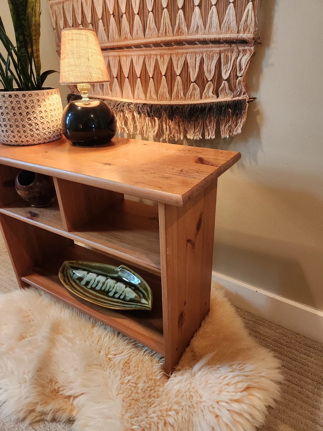 Wood media console, books case or Side Table with Shelves - photo 3