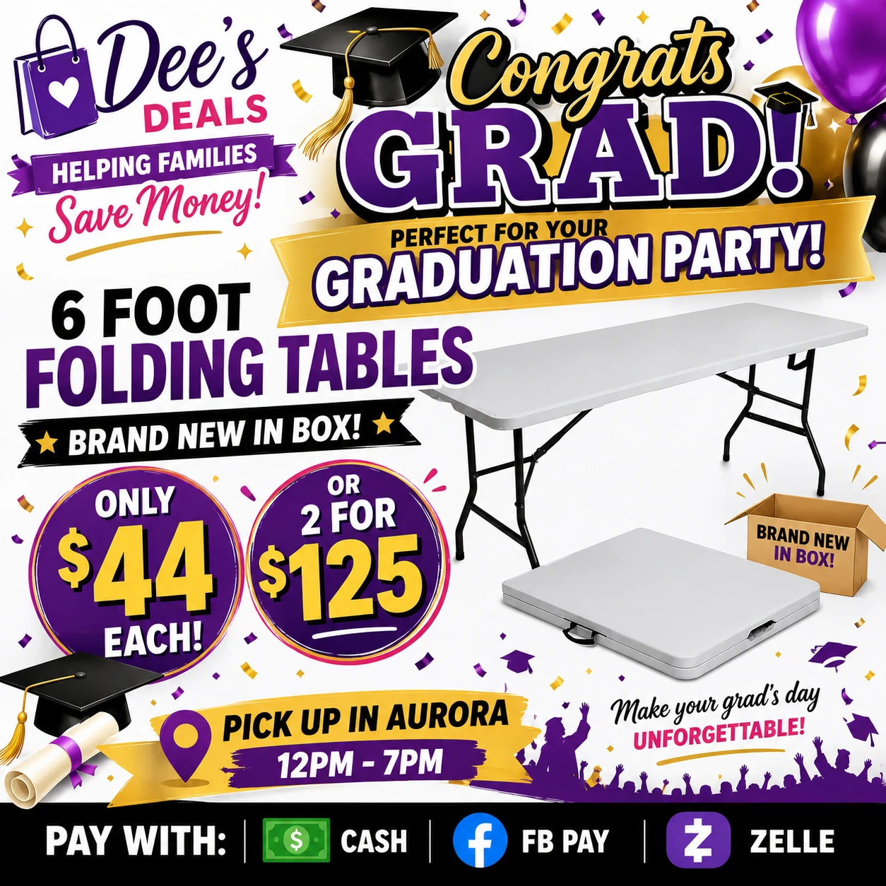 6 Foot Heavy Duty Folding Table $44