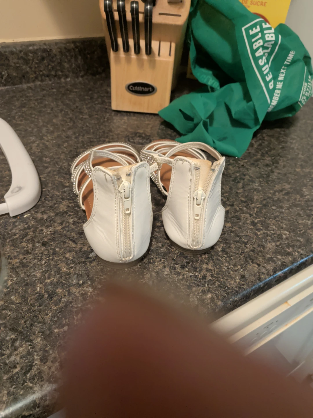 White and Silver Rhinestone Sandals - photo 5